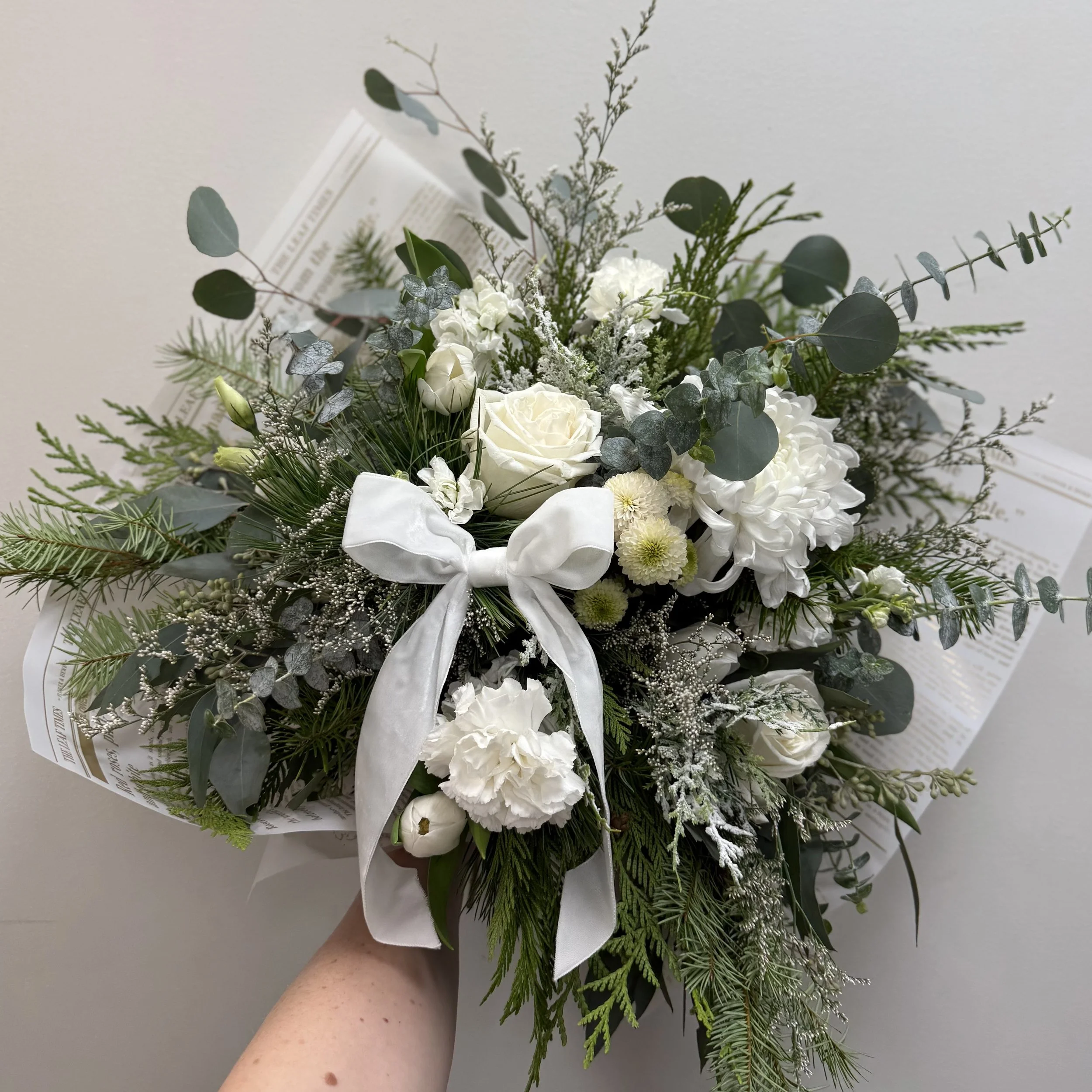 Snow Day Hand-Tie Bouquet