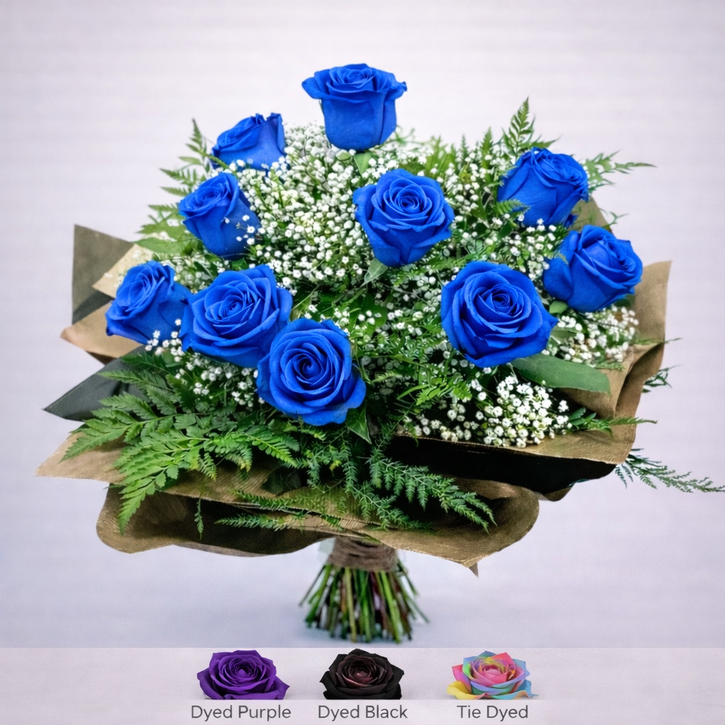 Dyed Roses in a Hand Tied Bouquet