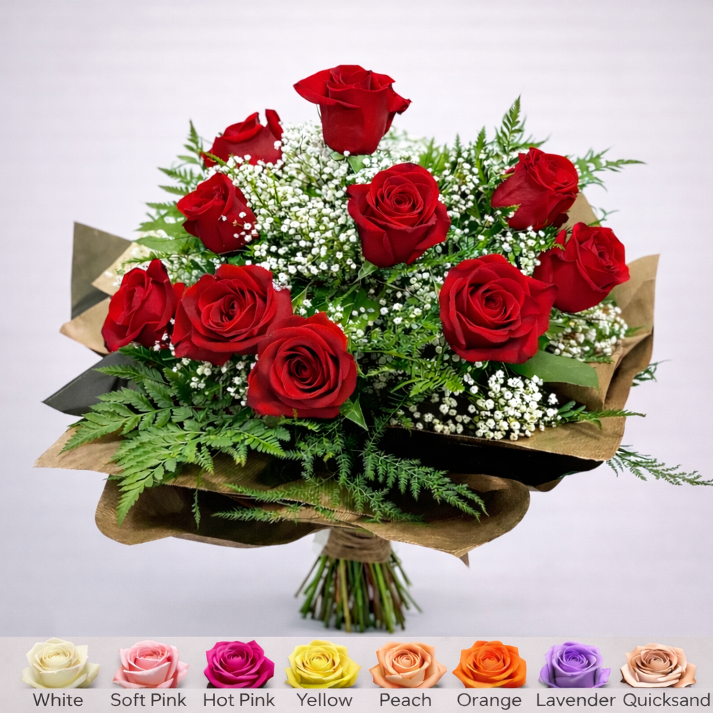 Traditional Roses in a Hand Tied Bouquet