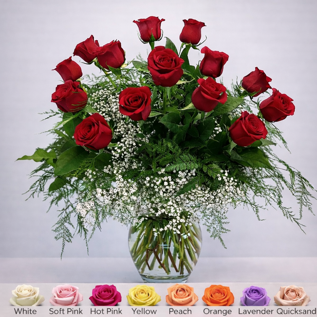 Traditional Roses In A Vase