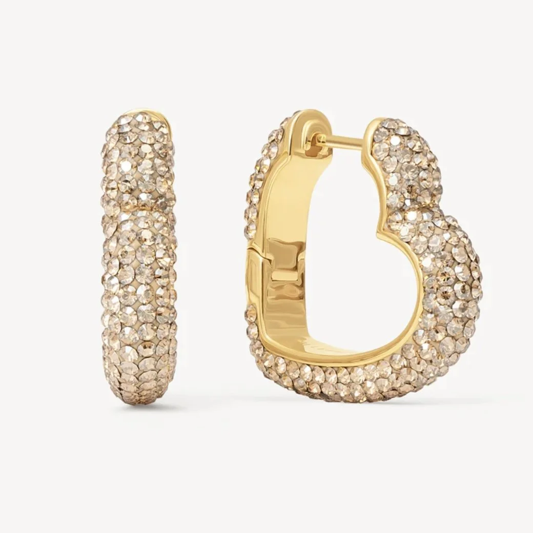 Sparkle Heart Hoop Earrings (Gold, Rose Gold, Silver)