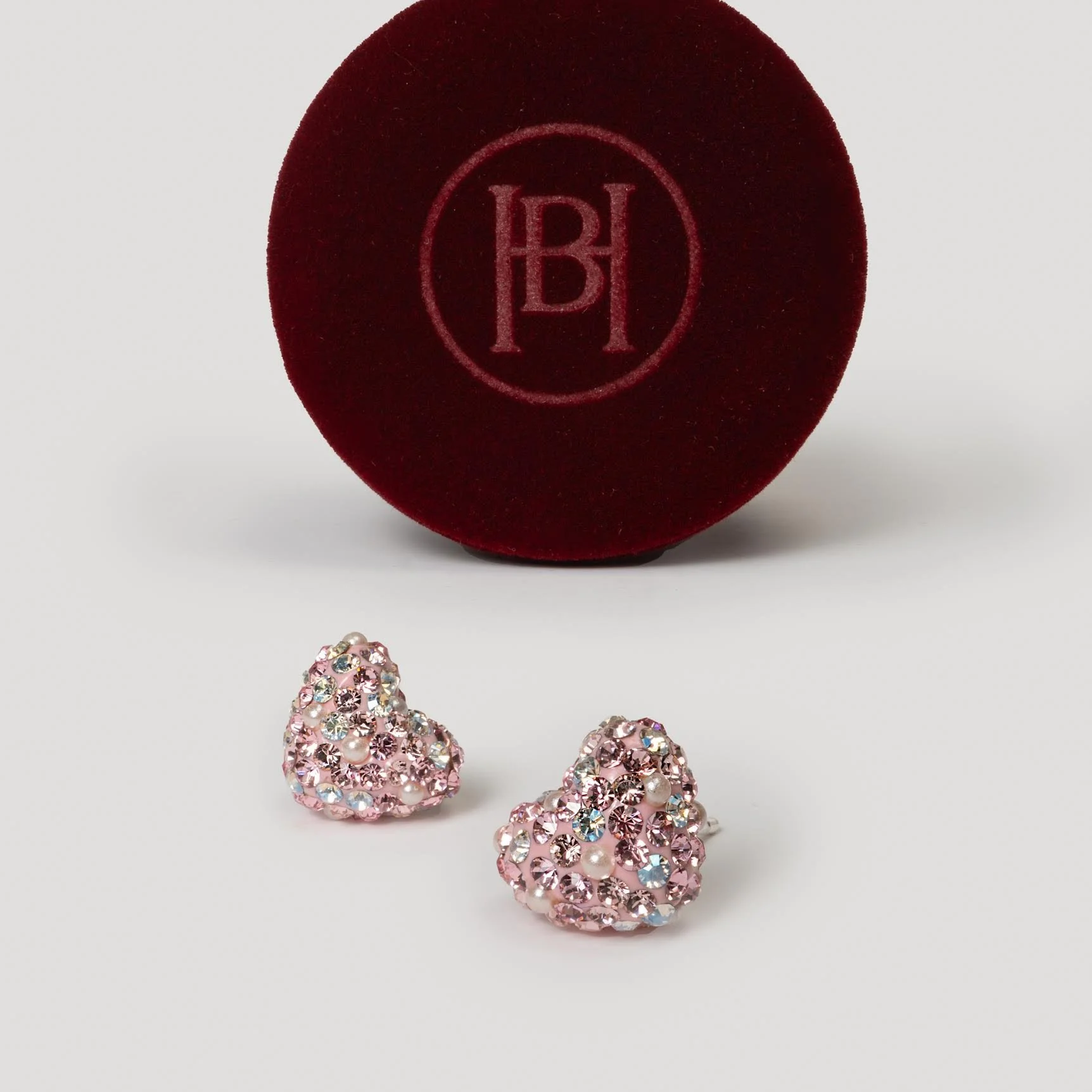 Venetian Blush Sparkle Heart Earrings // Hillberg & Berk