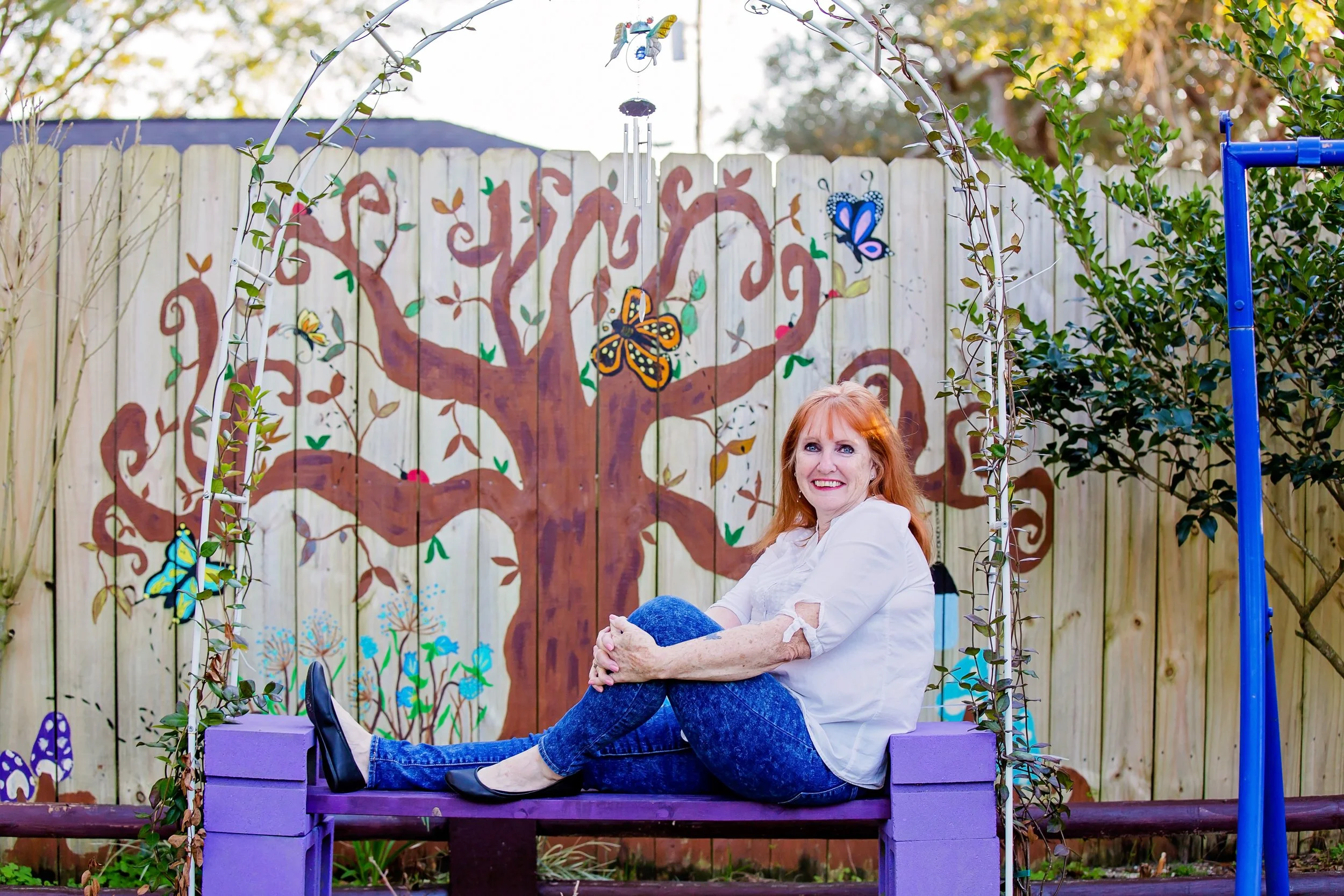 Family tree back yard portraits in Jacksonville beach Florida