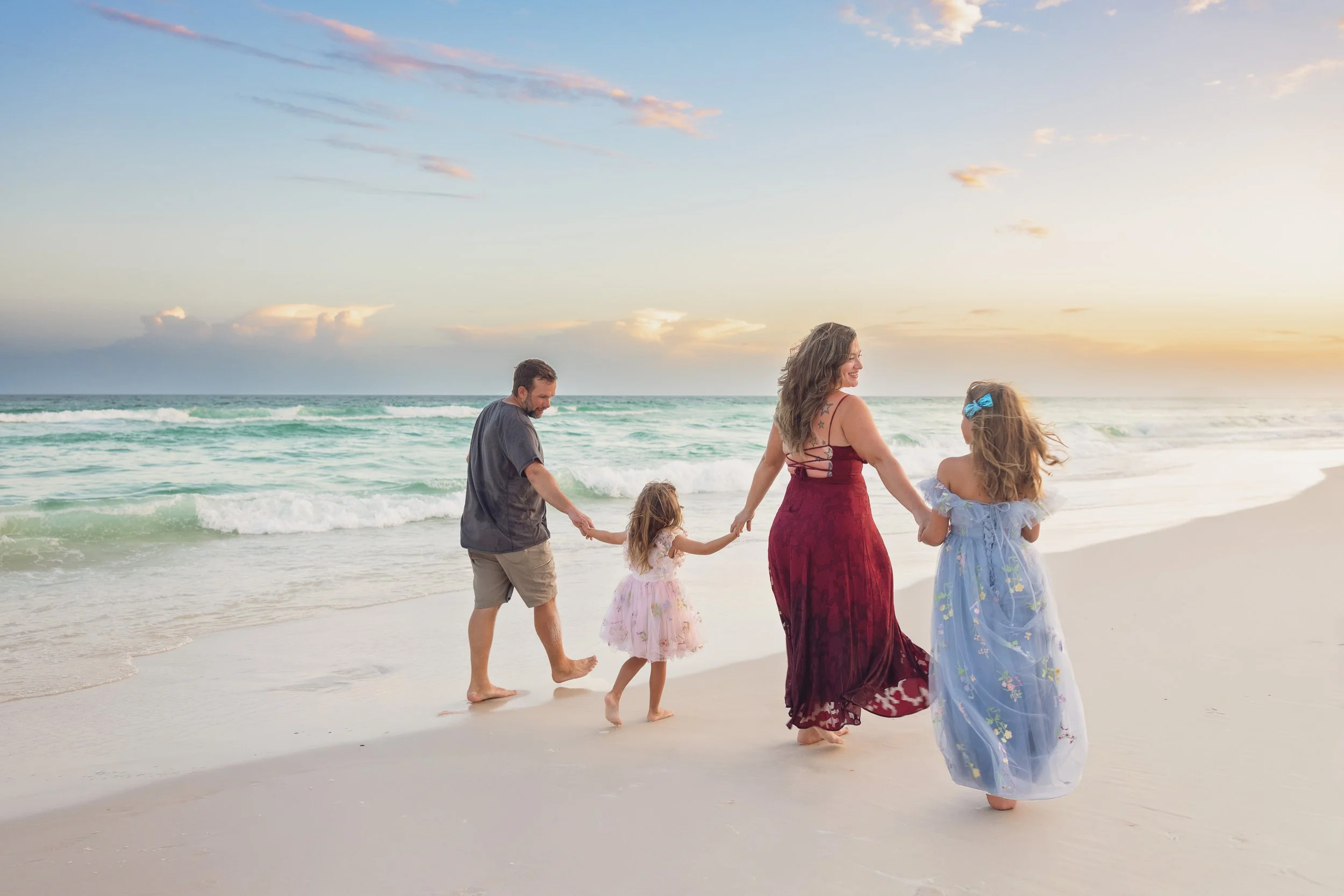 Inspired by you photography captures a beautiful family on Navarre beach at sunset