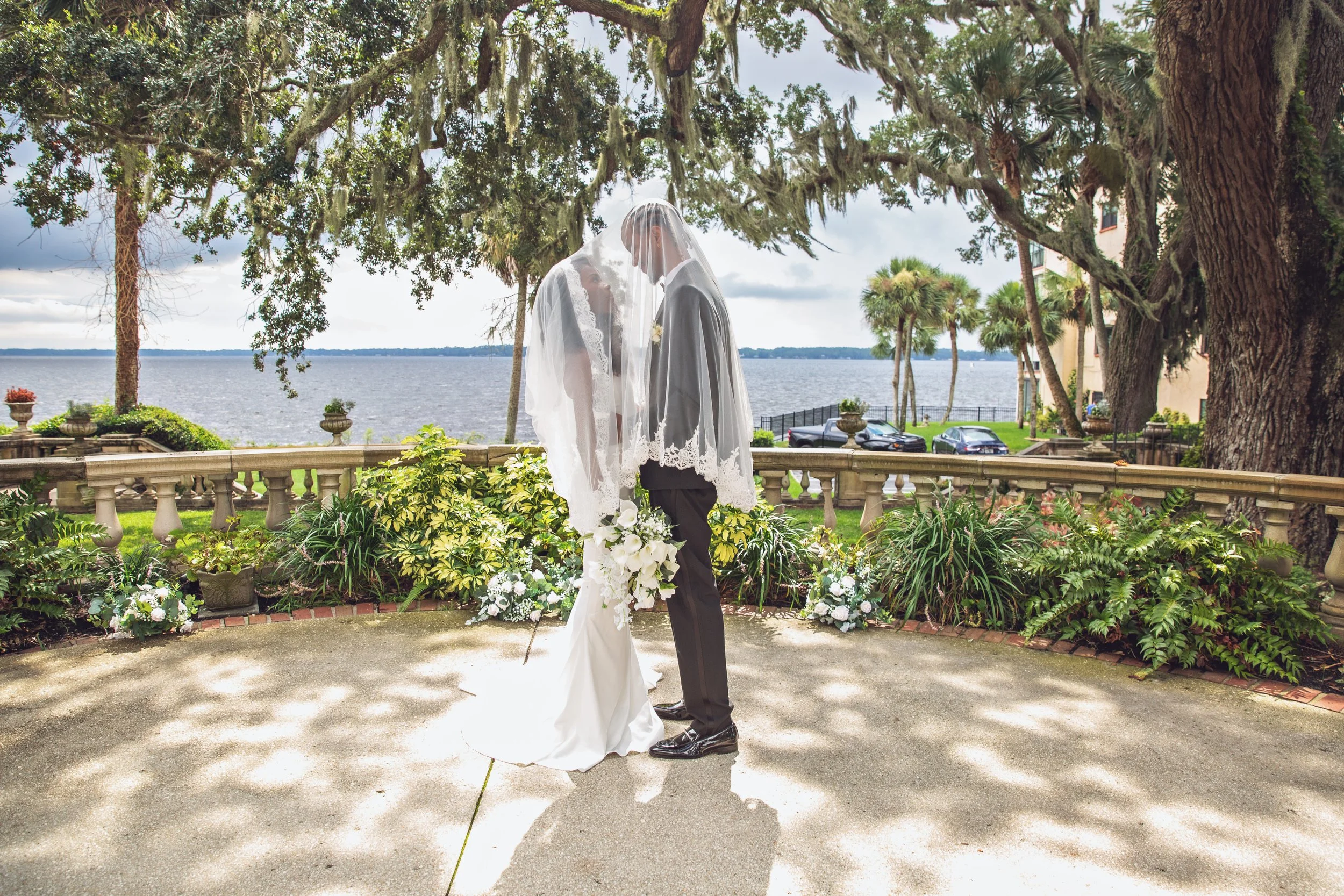Bride and groom wedding portrait featuring a military groom and bride photographed outdoors by Inspired By You Photography
