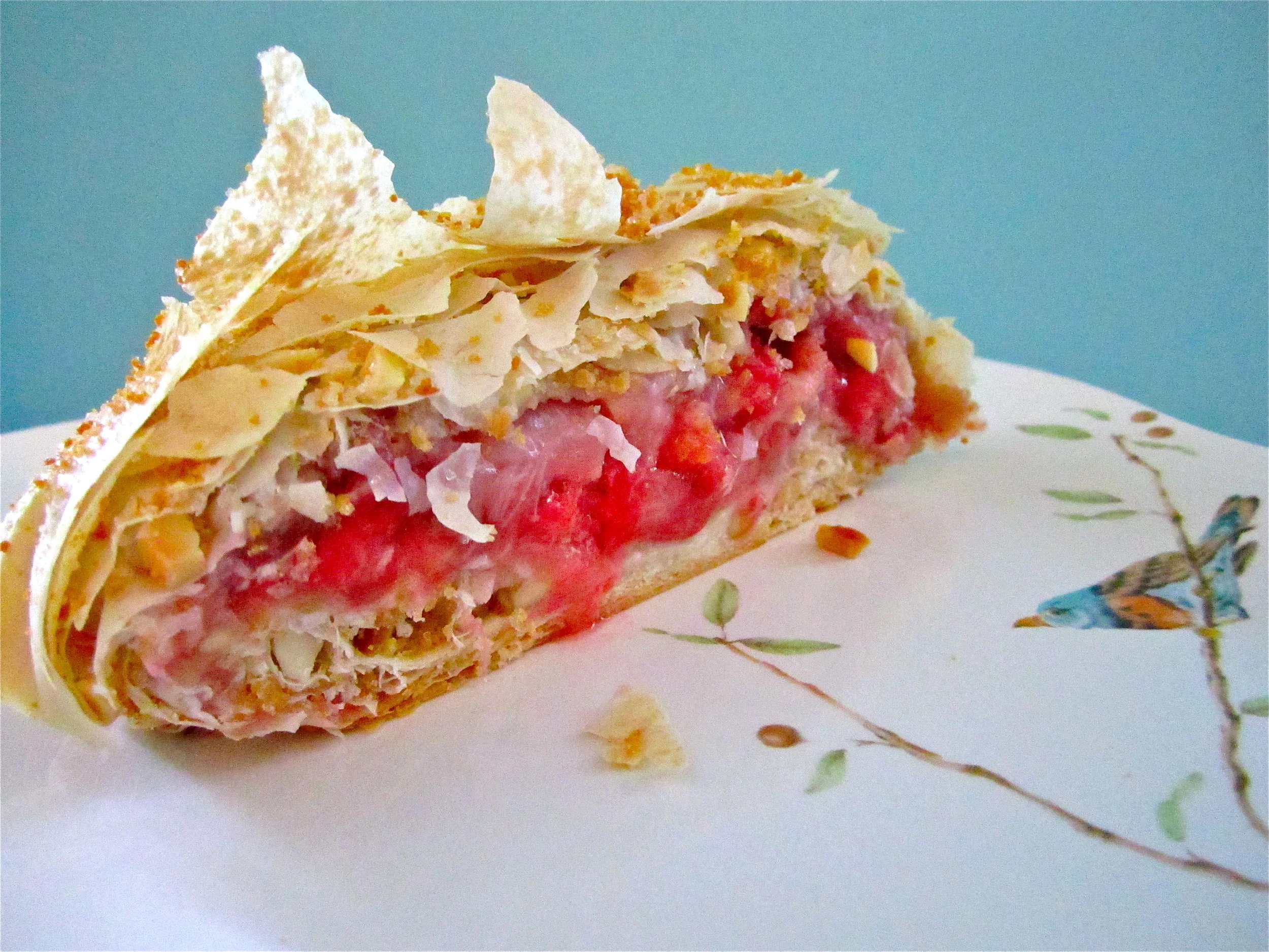   strawberry-rhubarb almond strudel  