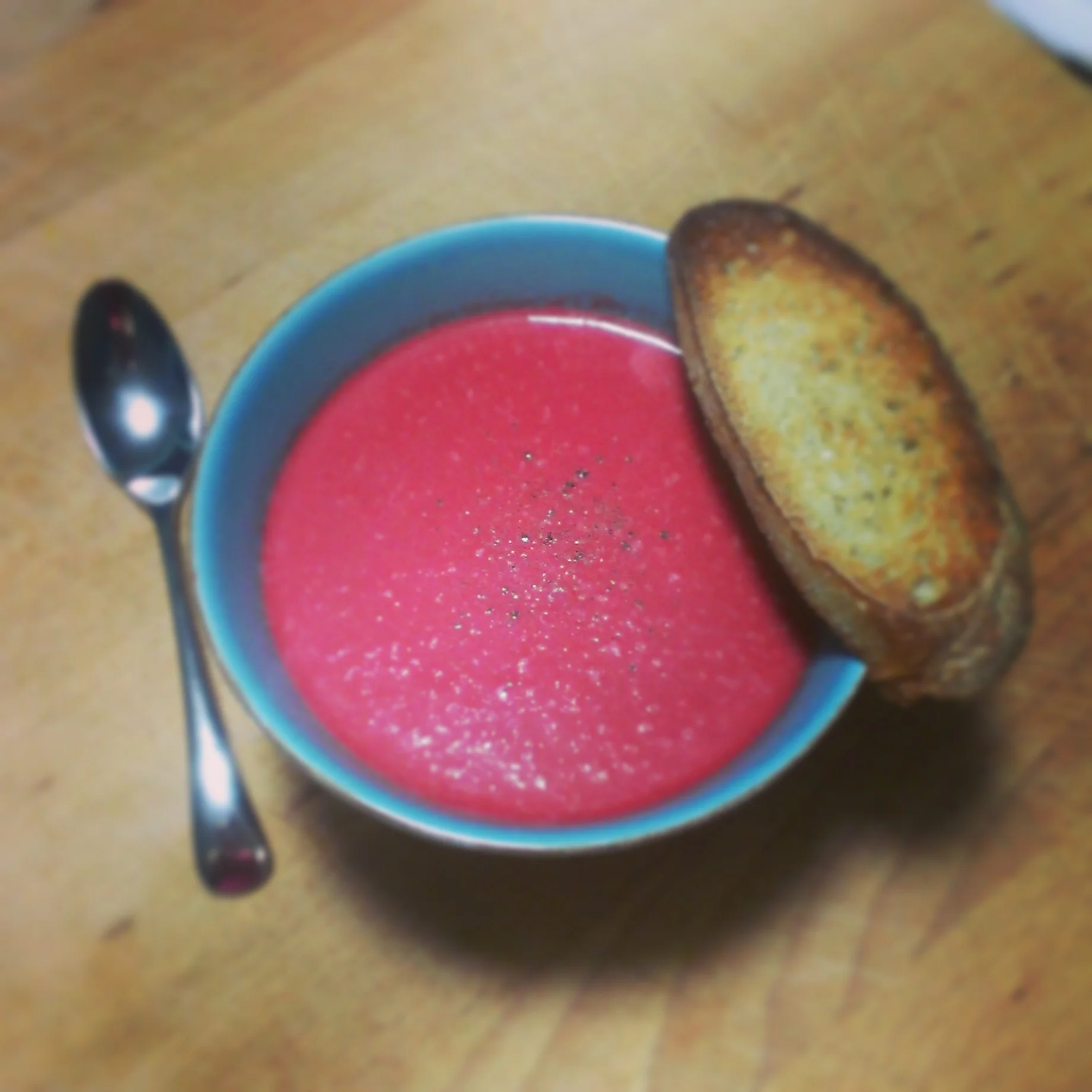 beet, ginger, coconut soup