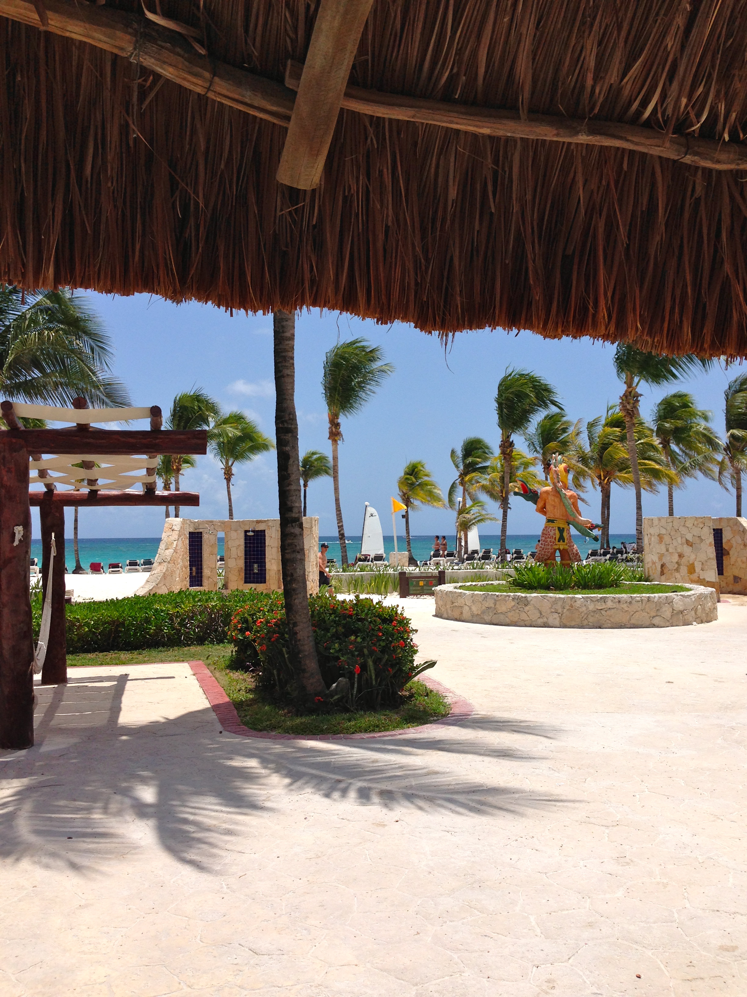 View of the ocean from the swim-up bar at the resort. The photo doesn't do the colors justice!