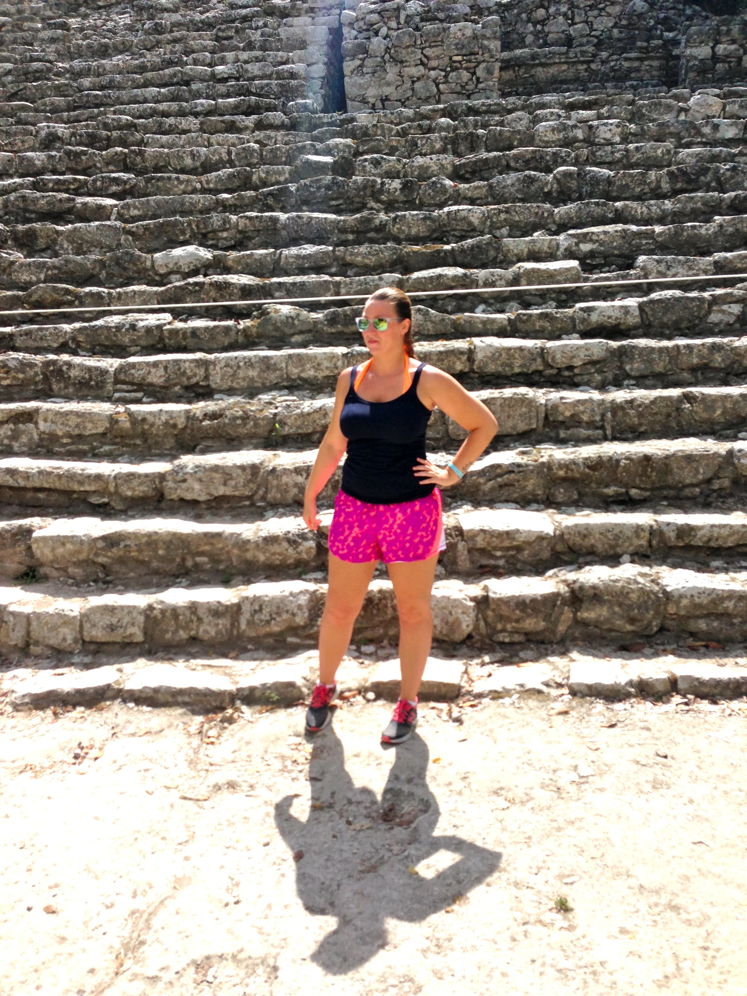 Candid shot of me just hanging out at the pyramid at Cobá 