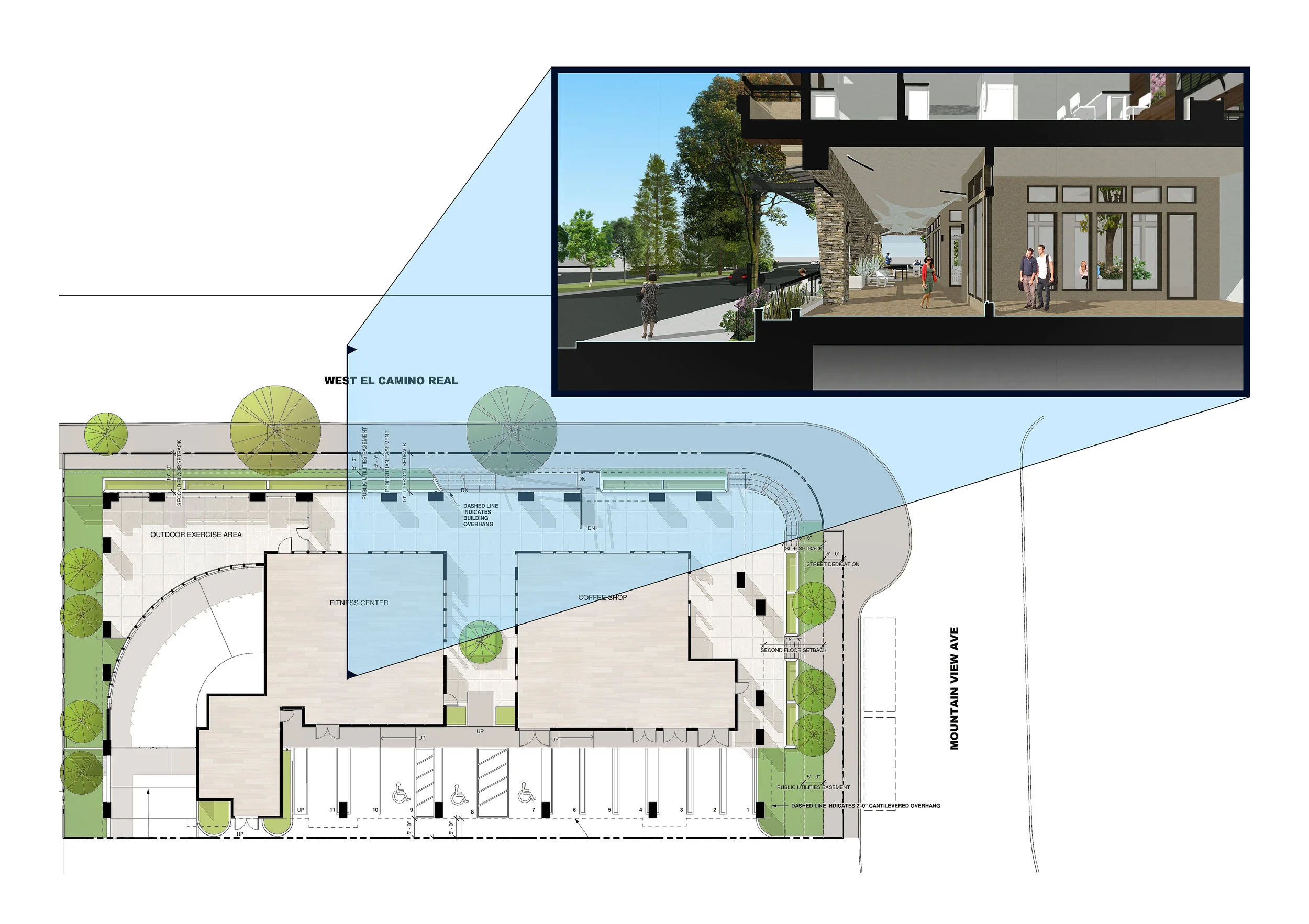 Yesterday's work: her site plan + my visualization/coloring = our joint effort to lock down entitlements.