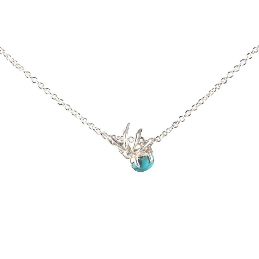 Silver Black Widow pendant necklace turquoise