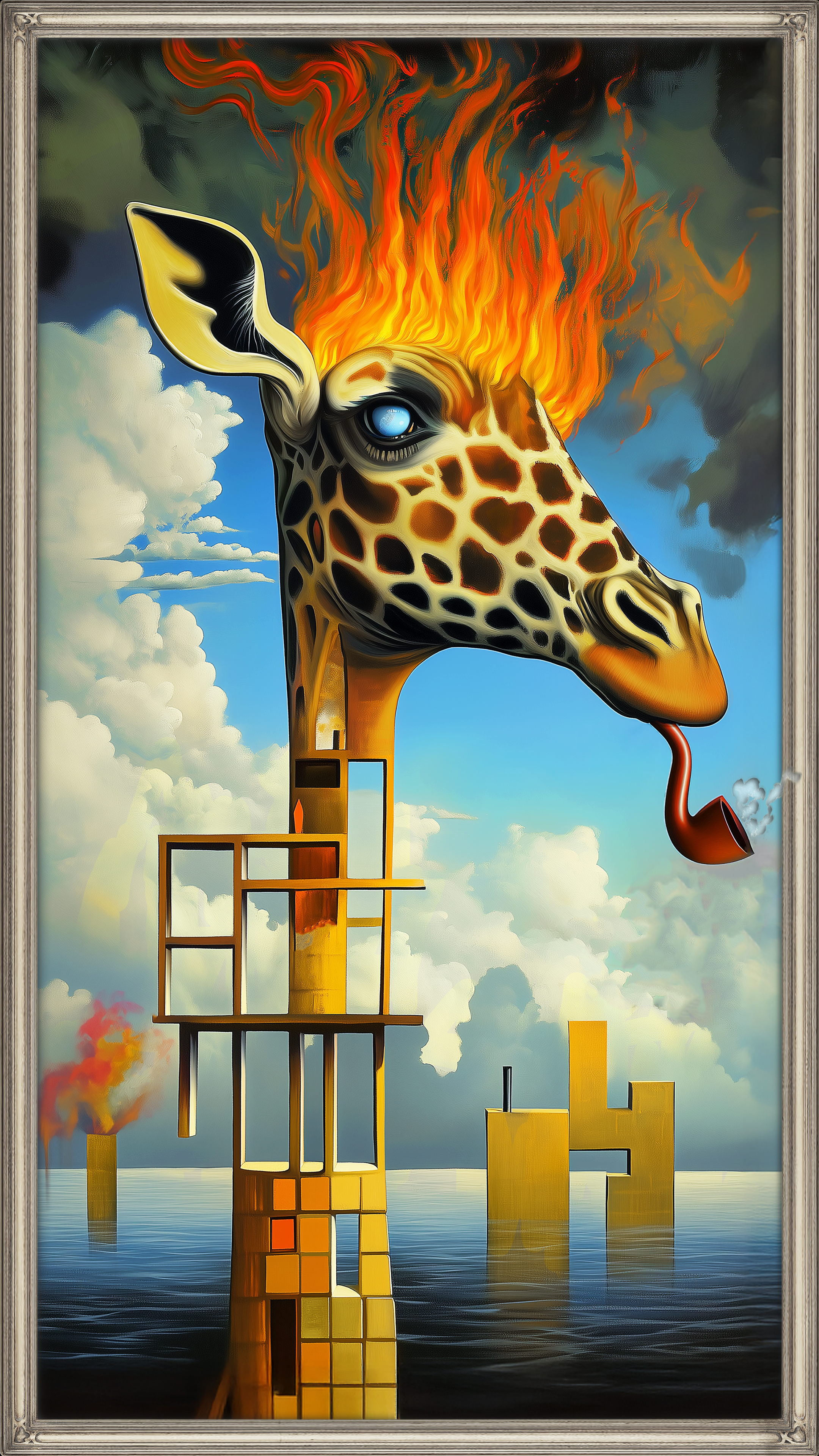   Paradox Of The Burning Giraffe (La Trahison De L’Art)  [left panel] 