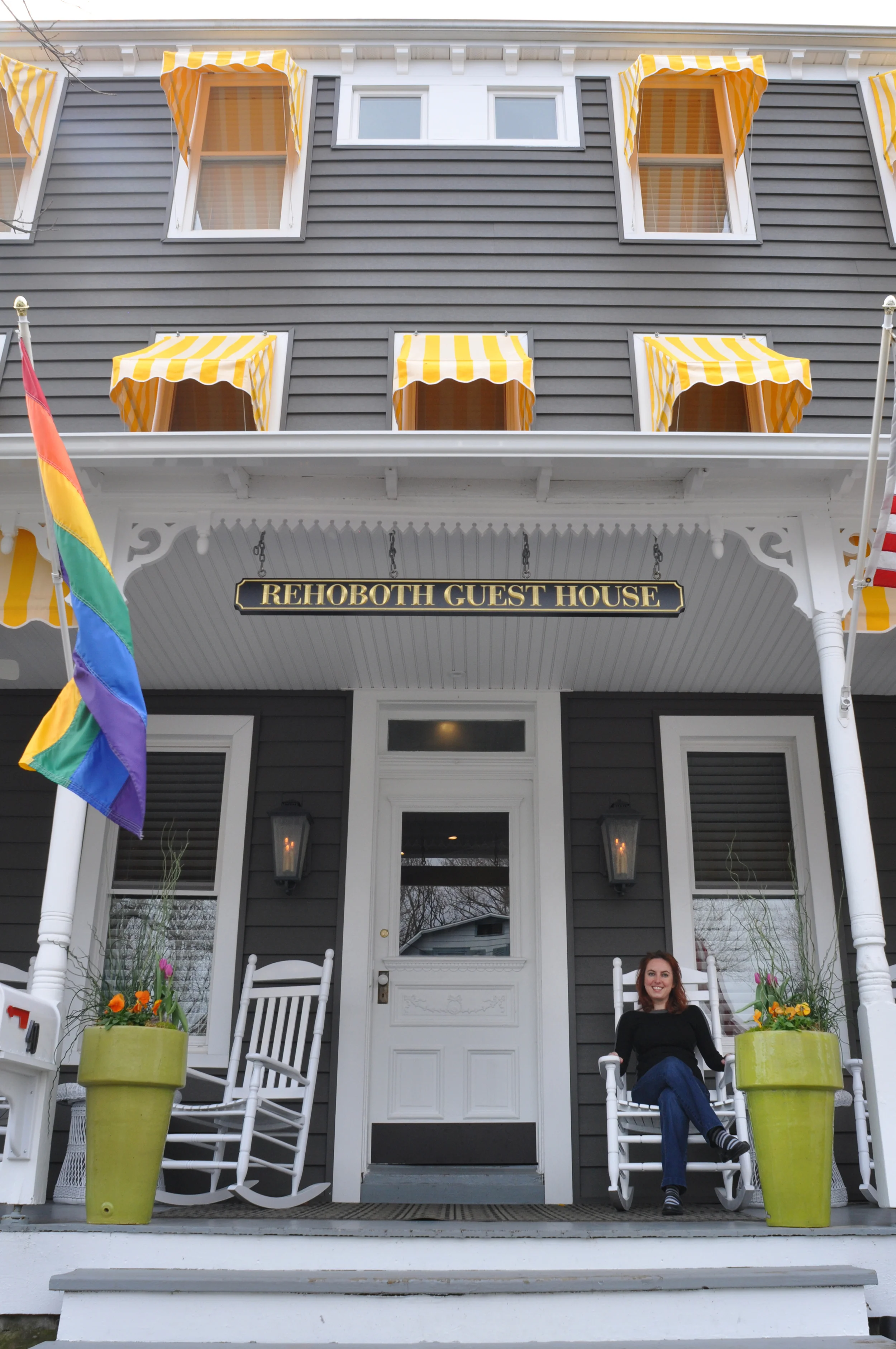 The Rehoboth Guest House and it's lovely porch is right across the bay in Delaware.