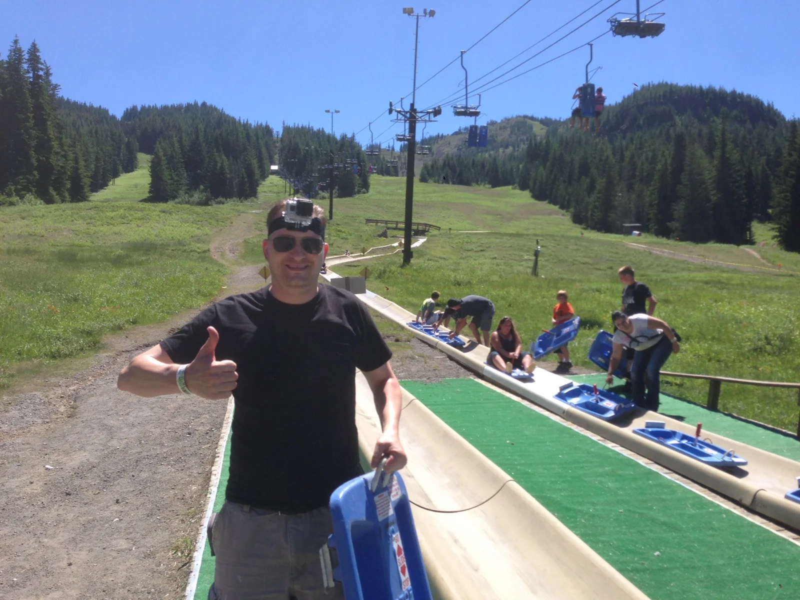 After our wedding we drove further up Mt Hood to ride the Alpine Slide at Skibowl