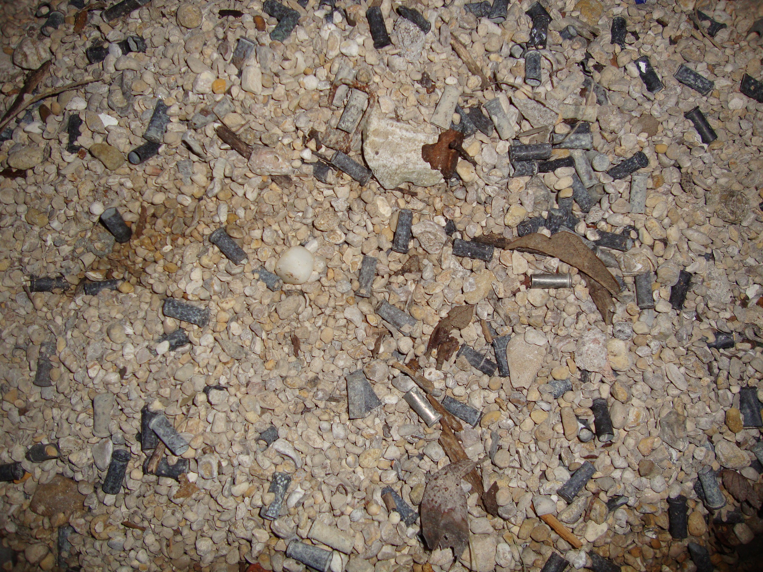 Bullet casings and gravel make eerie music when stirred