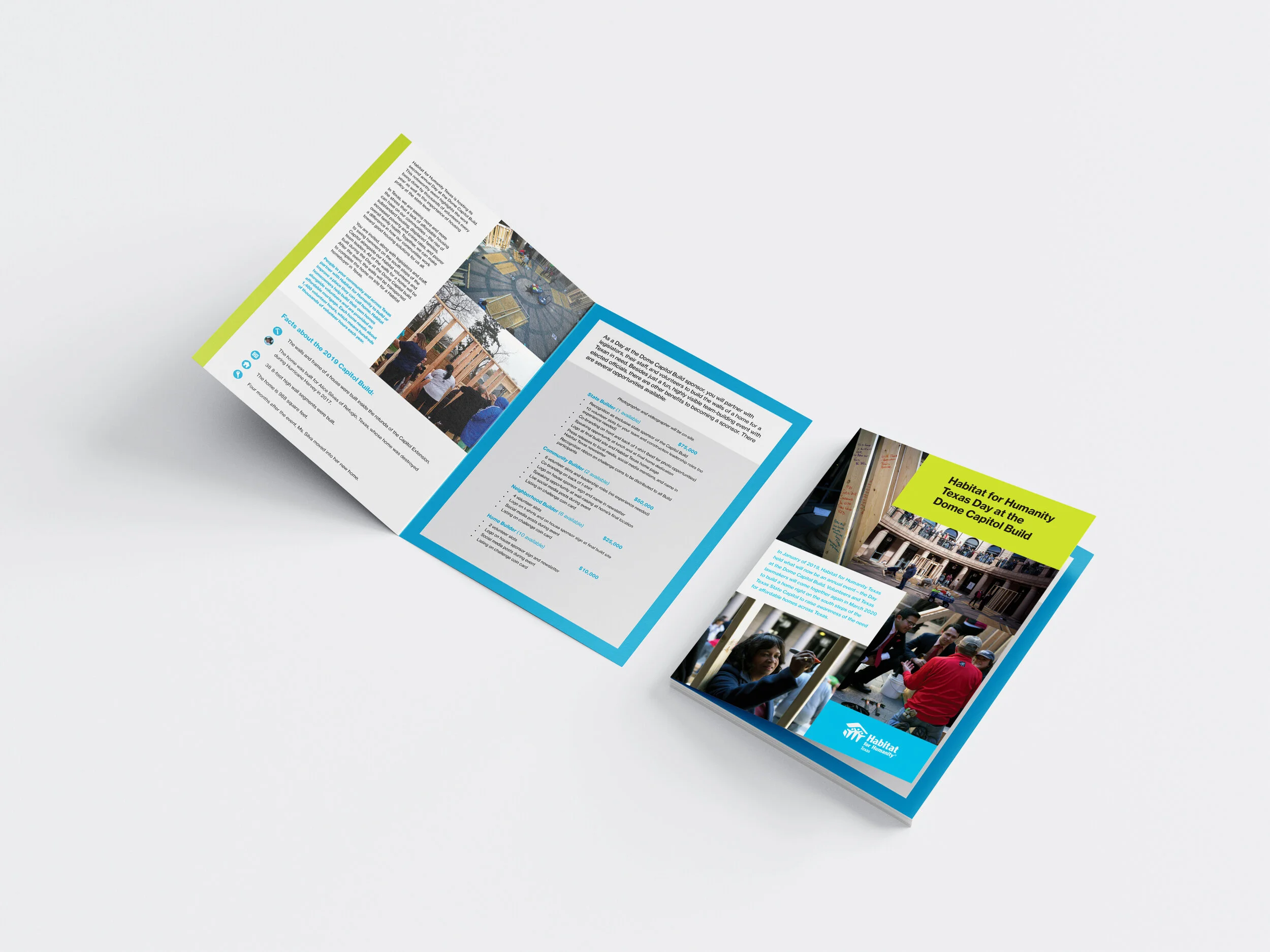  Copy, design and production of  Habitat for Humanity Texas  Day at the Dome Capitol Build sponsorship brochure 