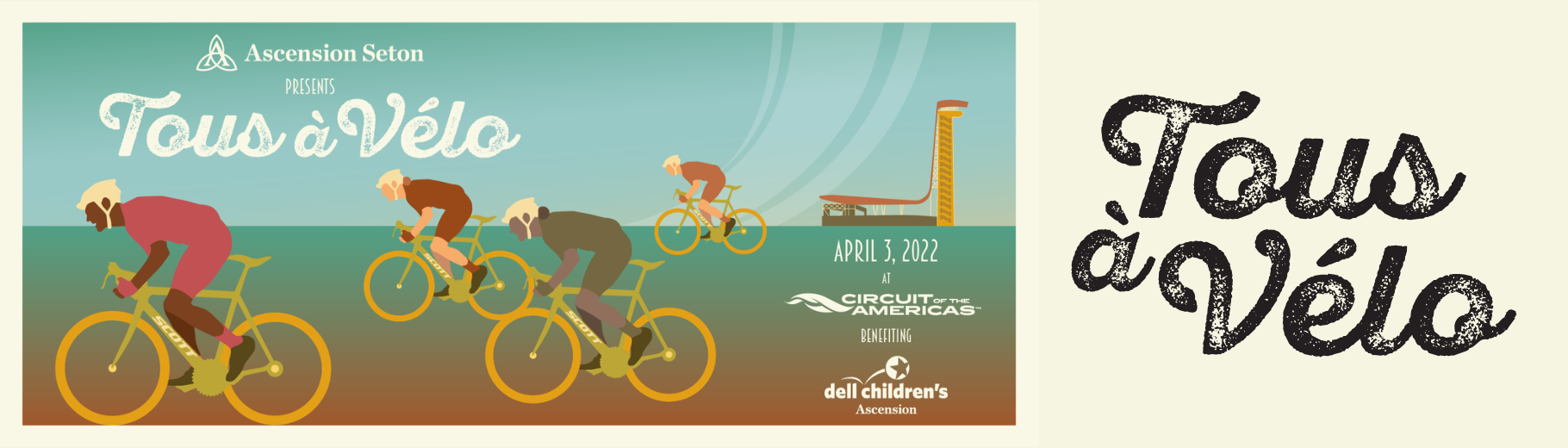  Branding and original illustrations for inaugural  Tous a Vélo  event, produced by Ascension Seton to benefit Dell Children’s Medical Center 
