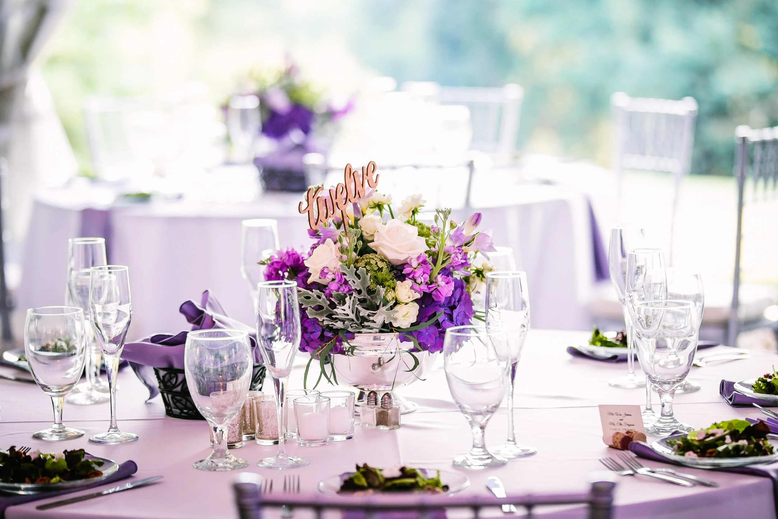 Purple wedding centerpiece