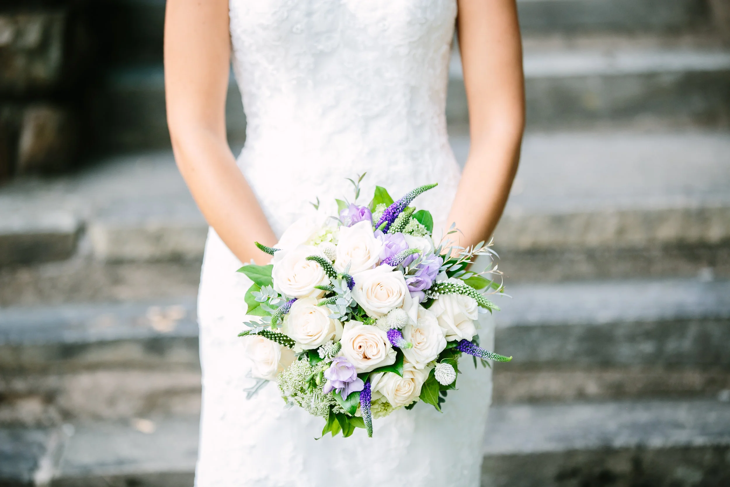 White and purple Bridal Bouquet 