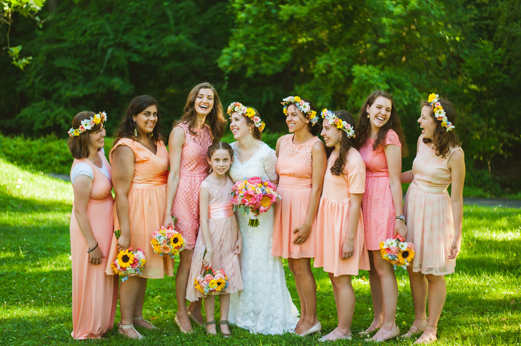 Bride and Bridesmaids Peach wedding 