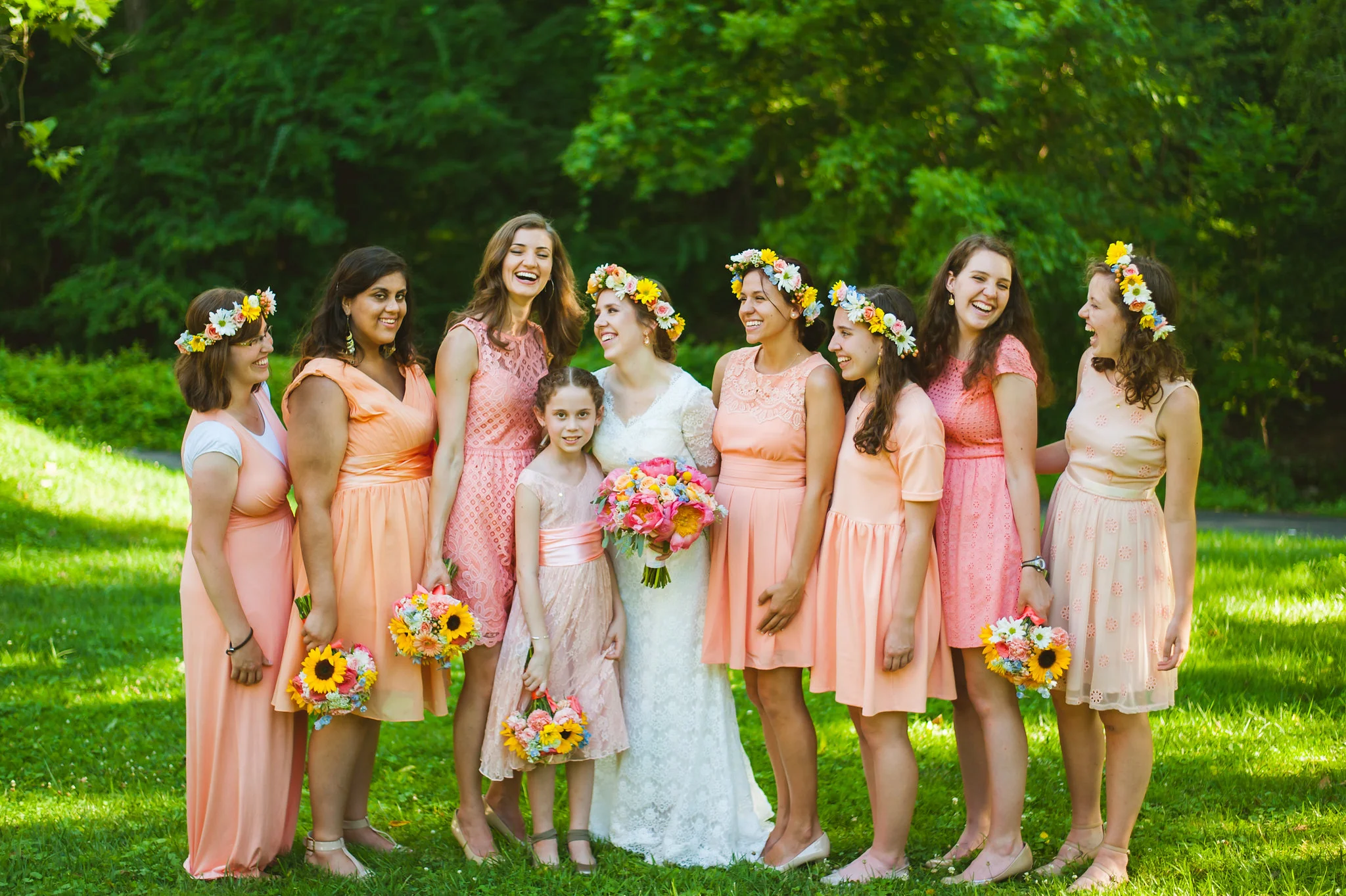 Bride and Bridesmaids Peach wedding