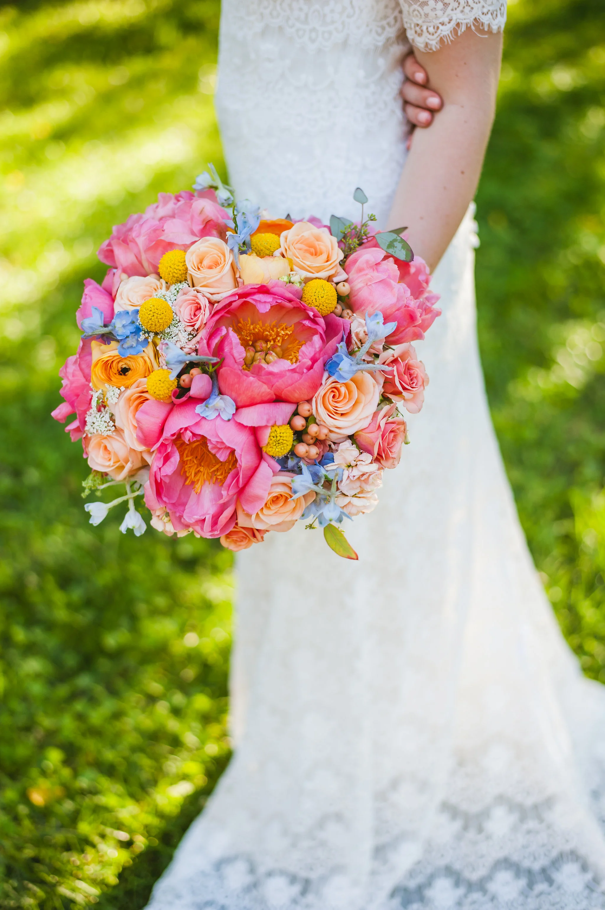 Colorful Bridal bouquet by Lark Floral