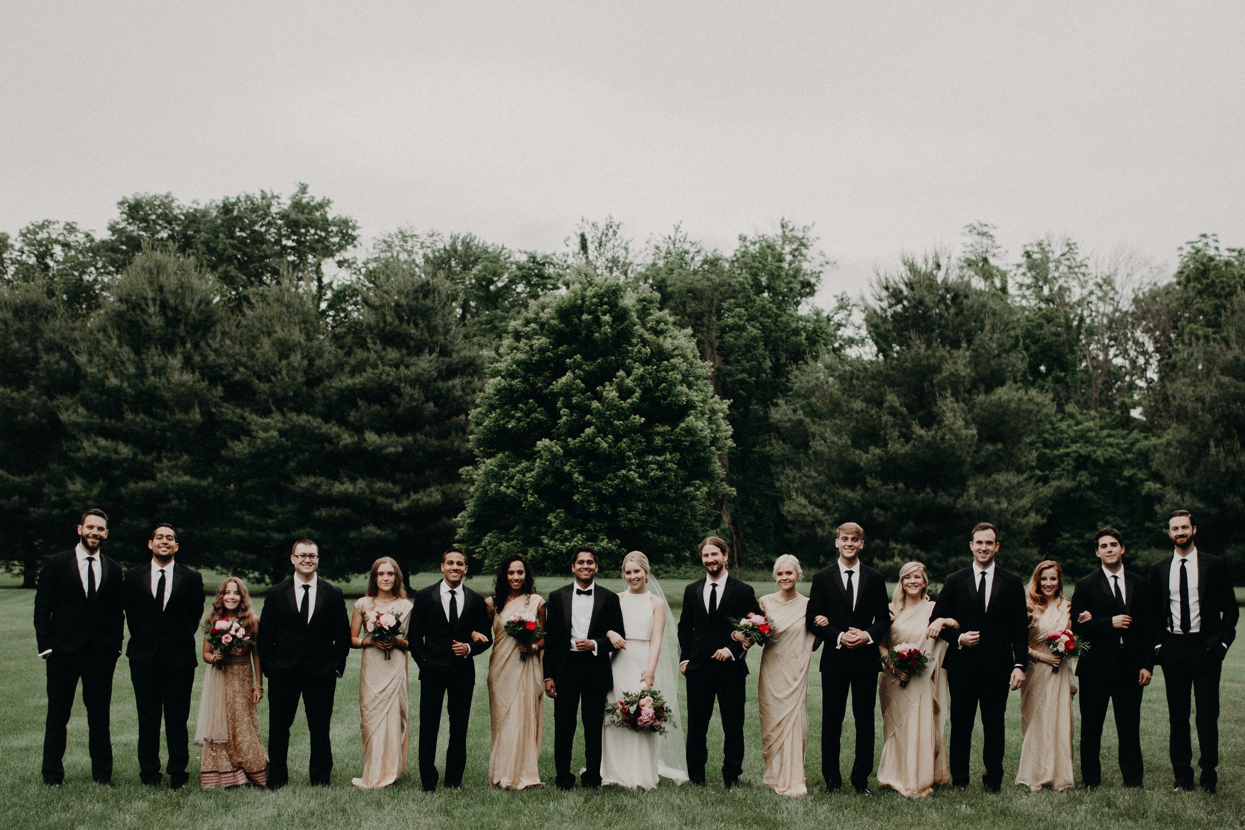 Bridal party in Indian-American Fusion Wedding
