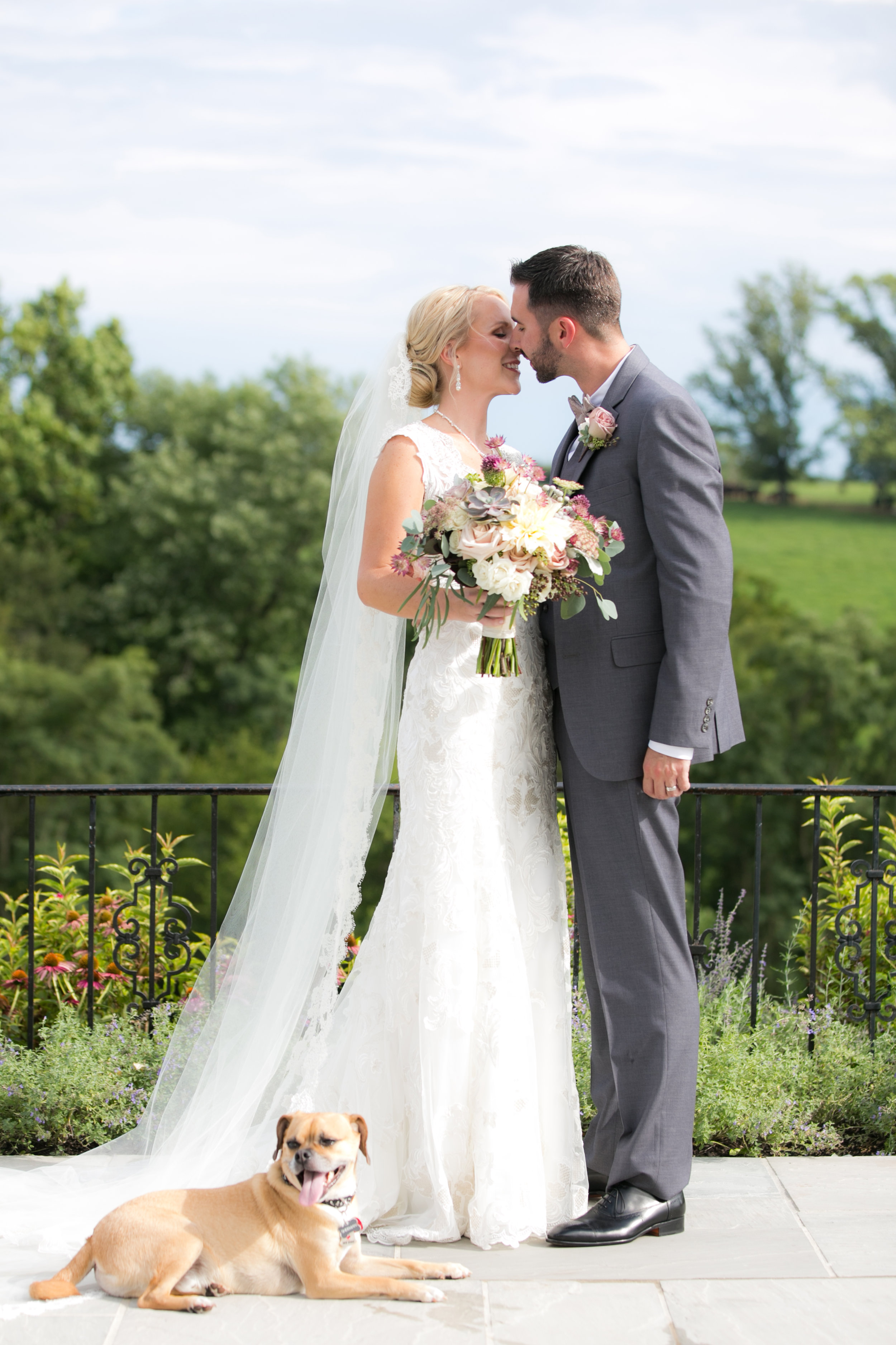 Bride and Groom Portrait with dog