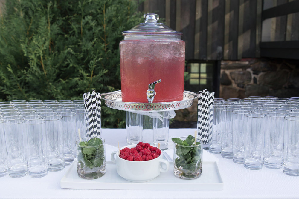 Raspberry punch for wedding at Tranquility Farm