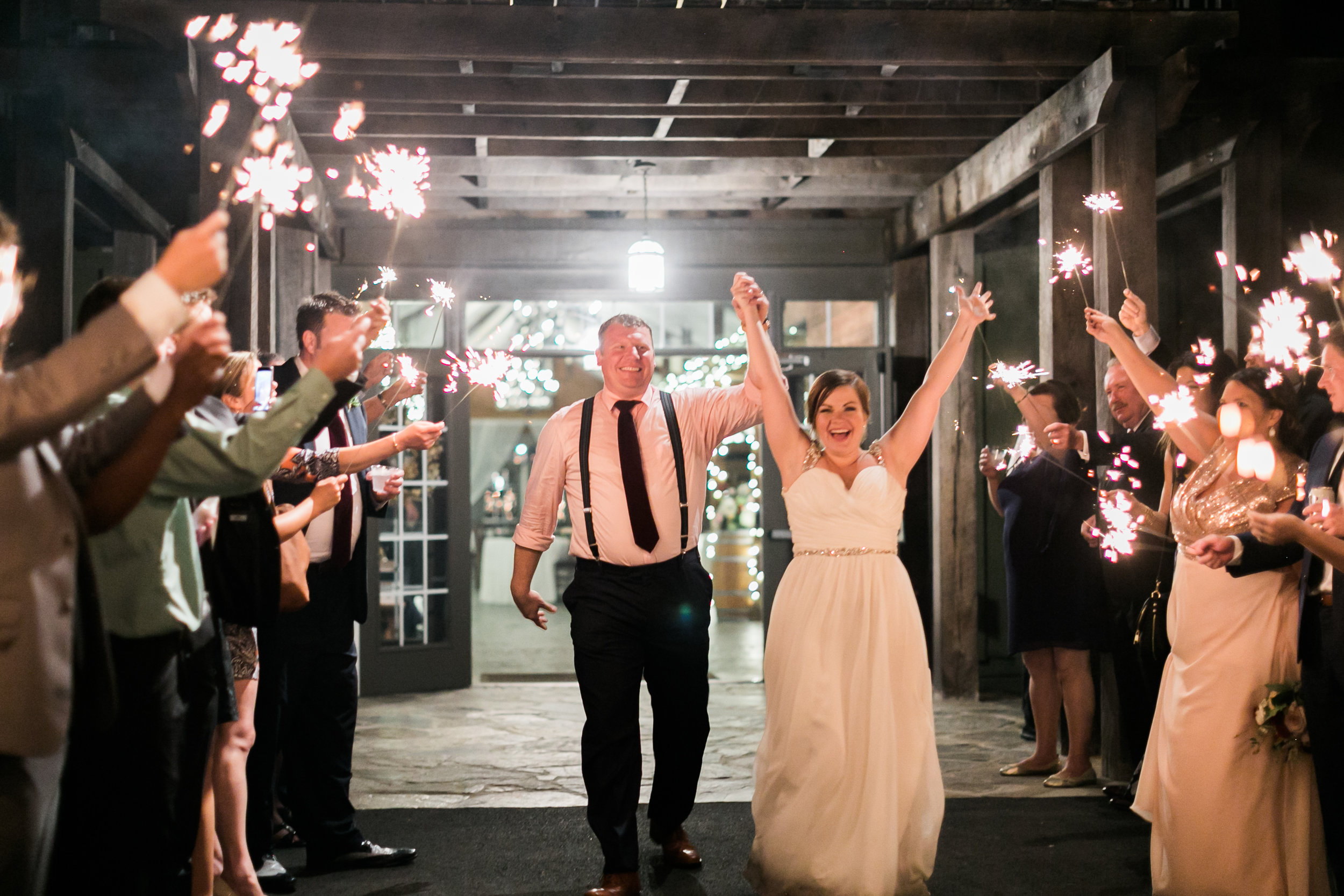 Sparkler exit at Bluemont Vineyard Wedding