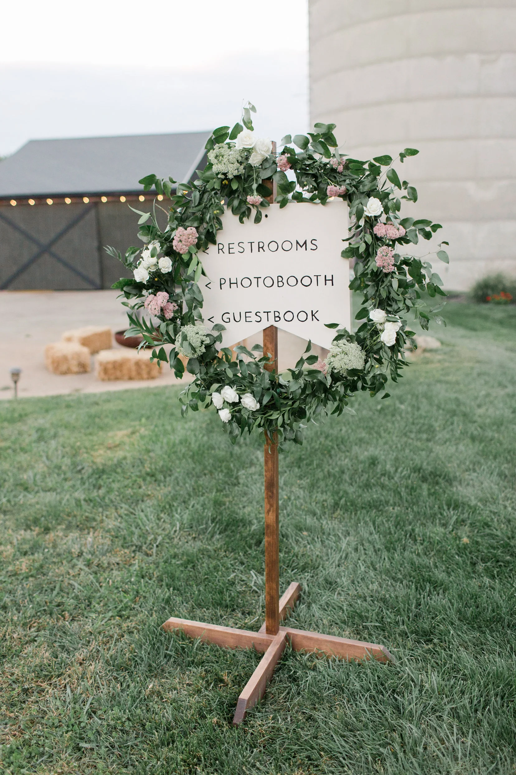 Wreath on directional signage
