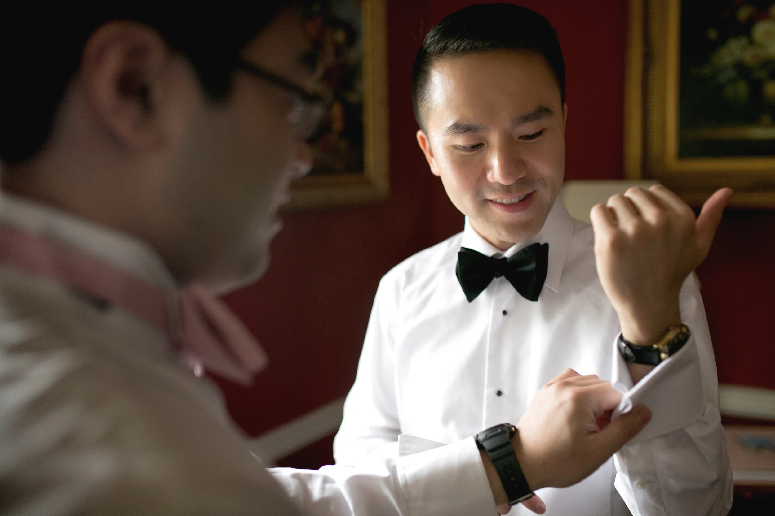 Groom getting ready