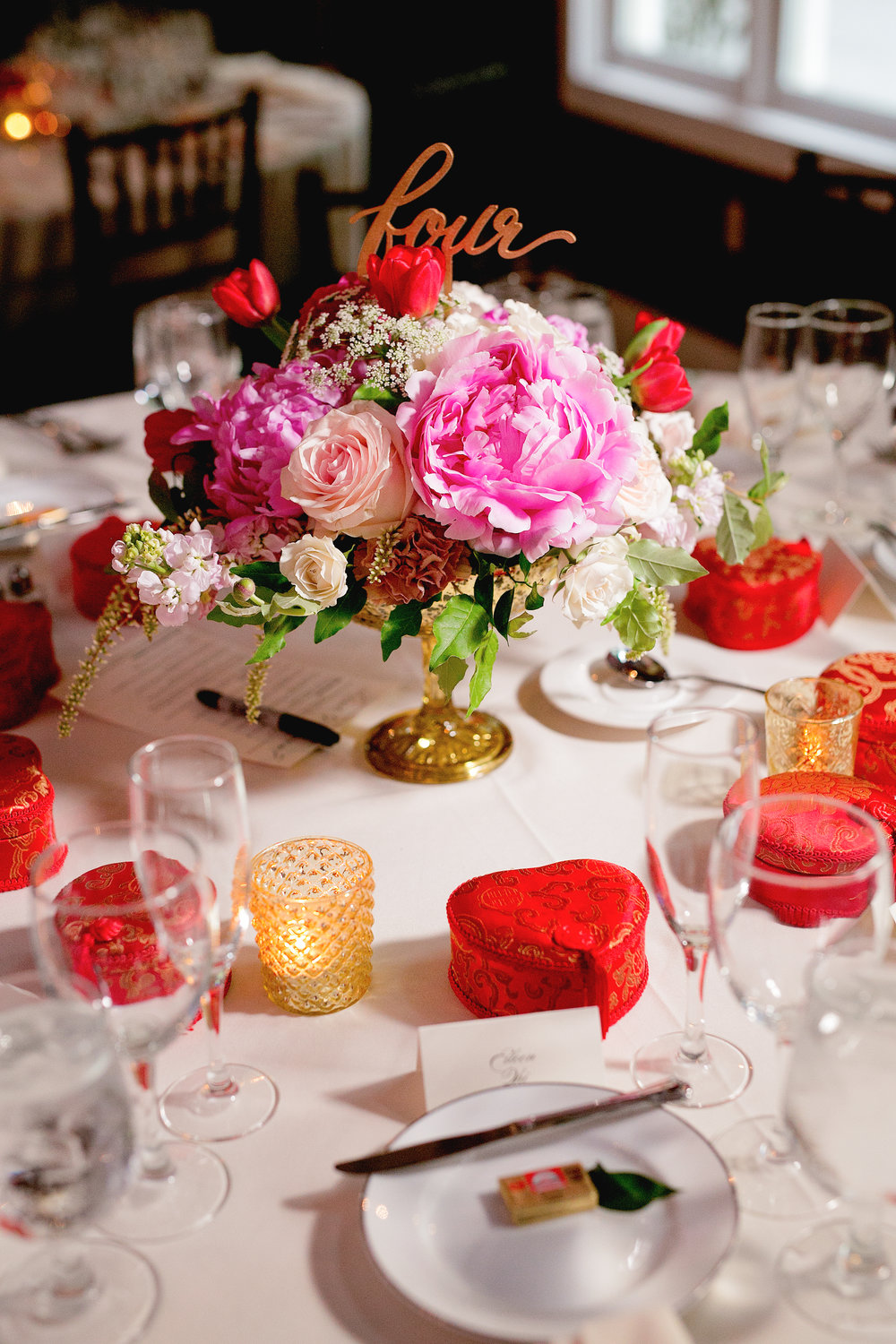 Pink and red wedding flowers