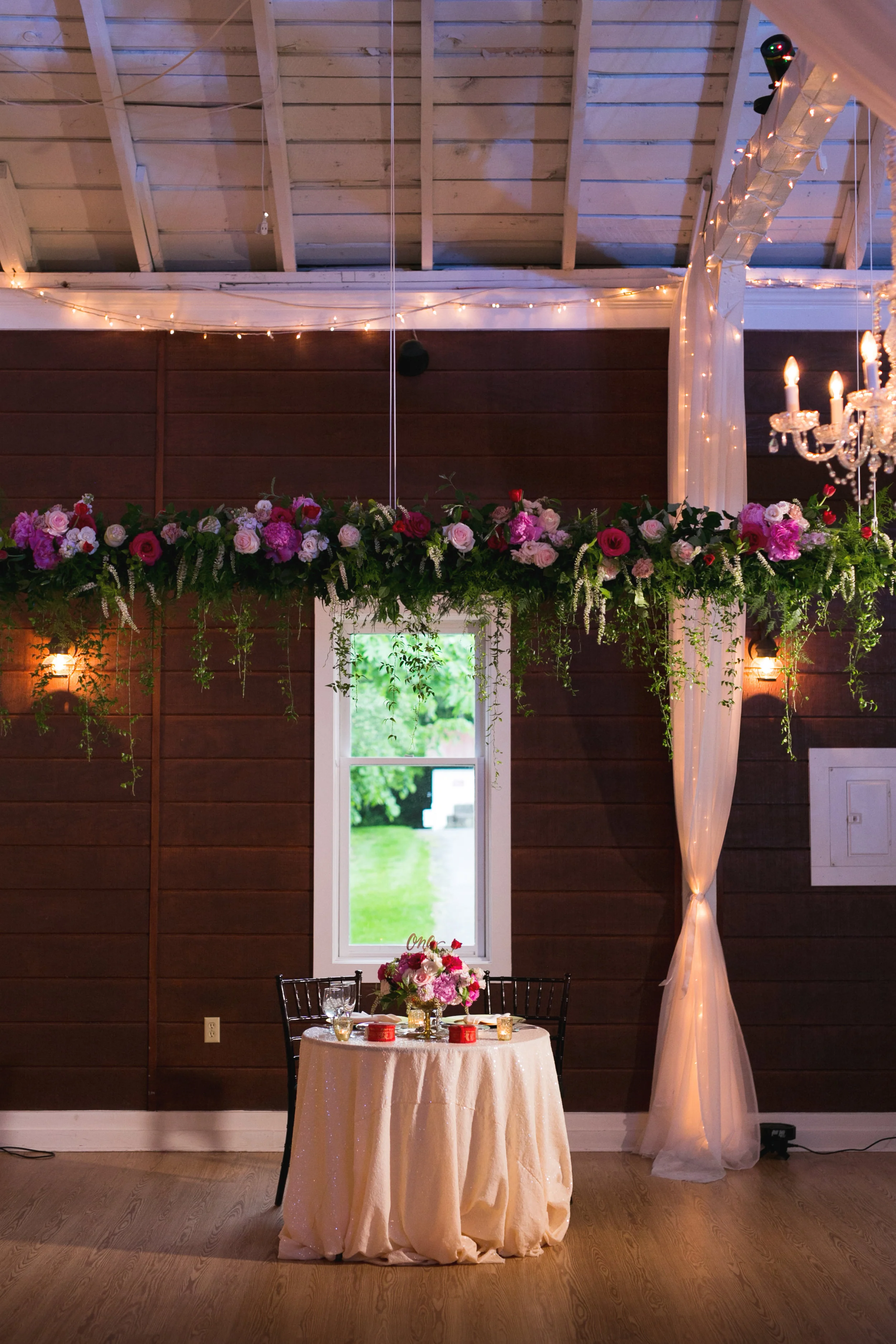 Hanging Floral chandelier by Lark Floral