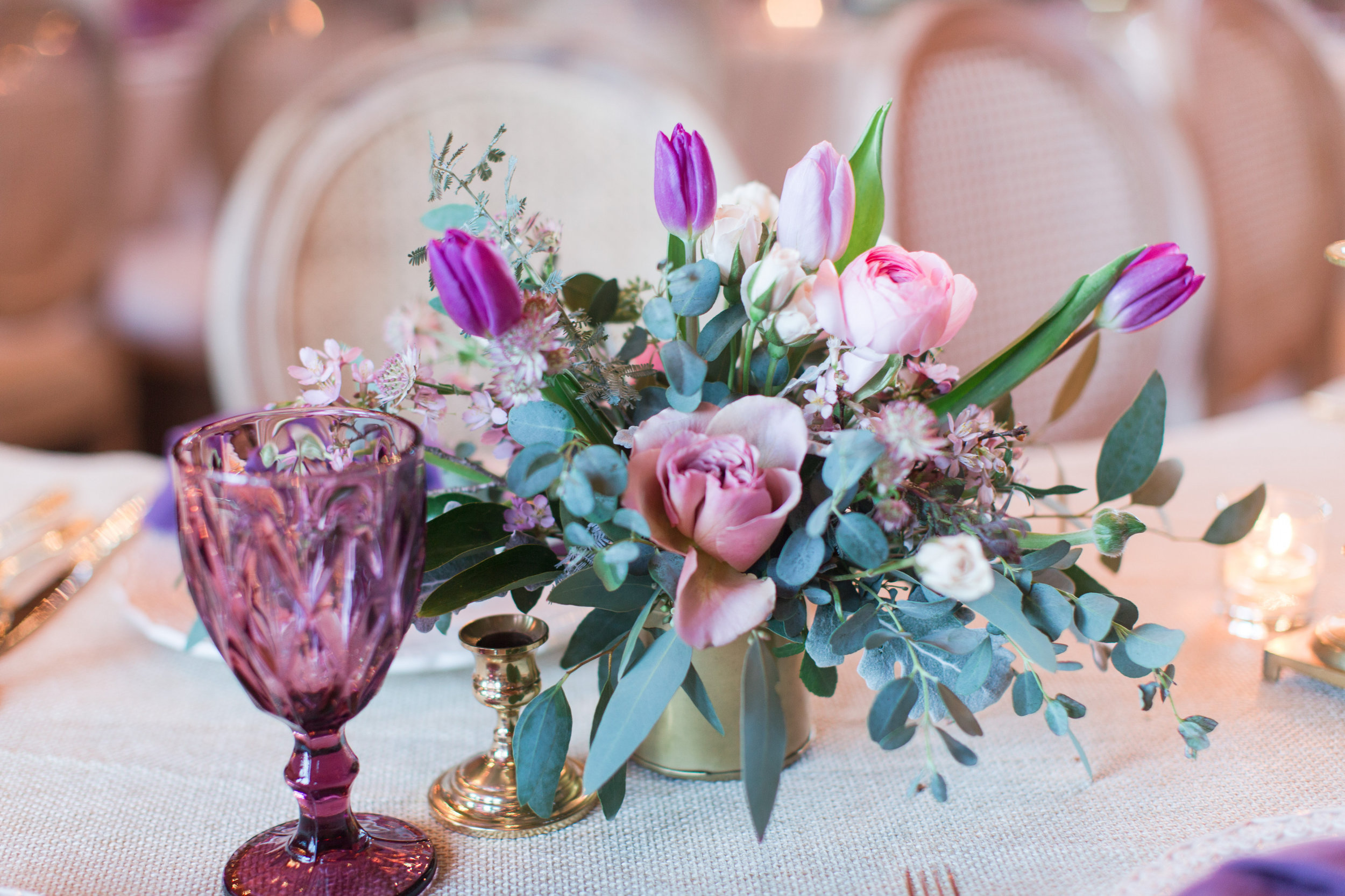 Purple wedding centerpiece