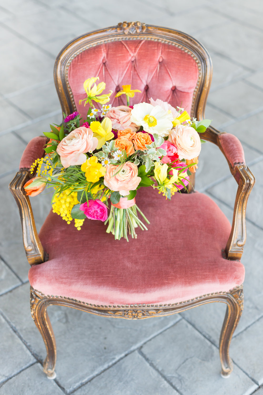 Bouquet on vintage chair