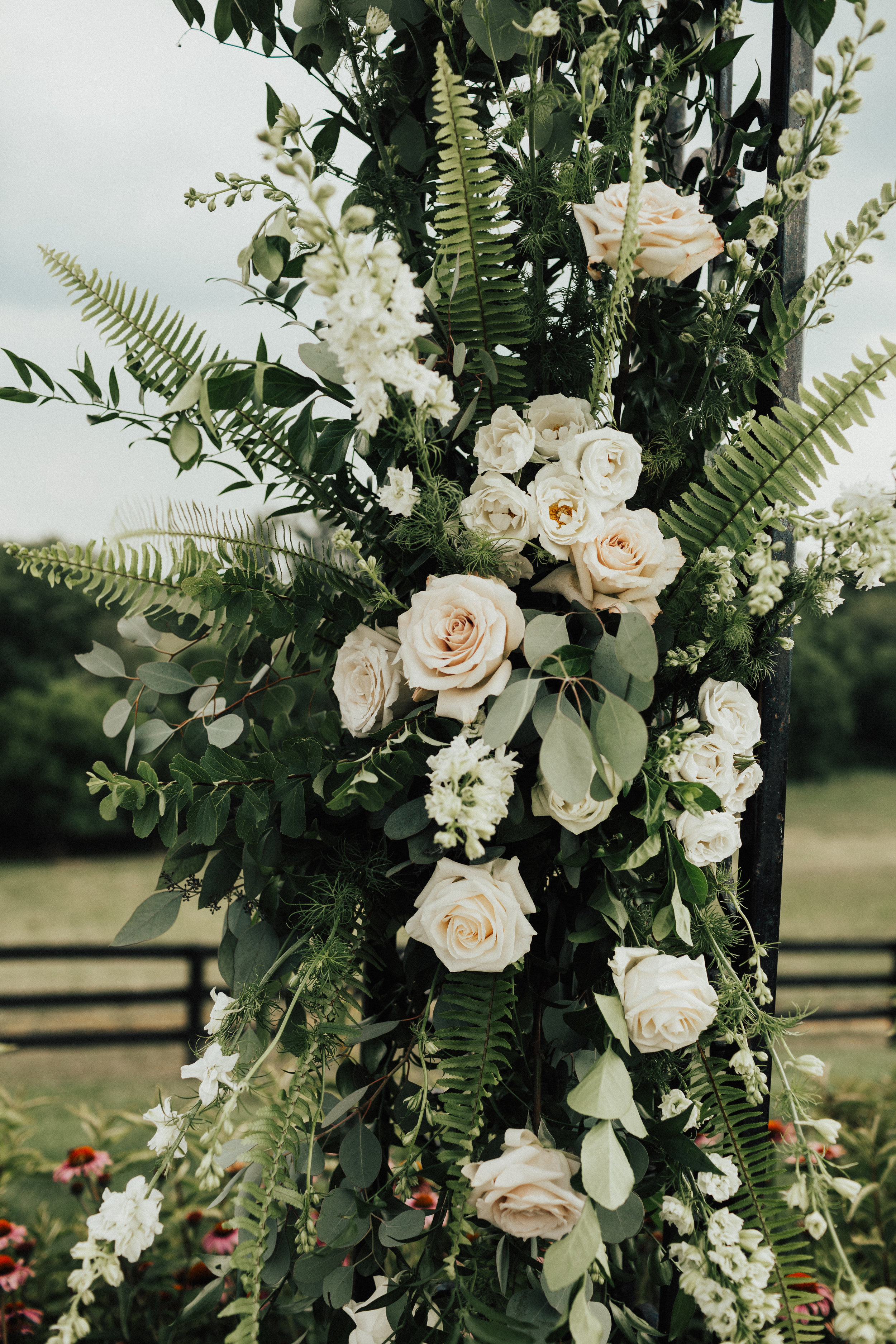 Close up of ceremony arch flowers