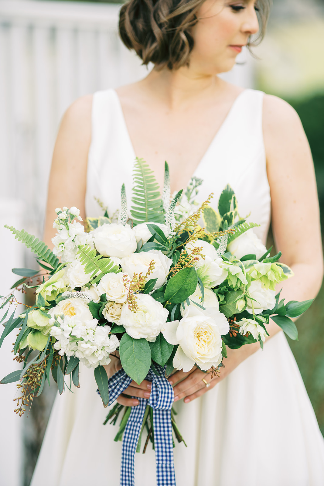 Green and white wedding bouquet