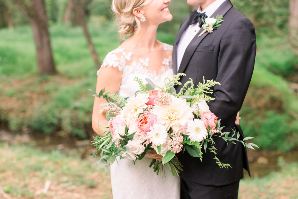 white and pink bridal bouquet