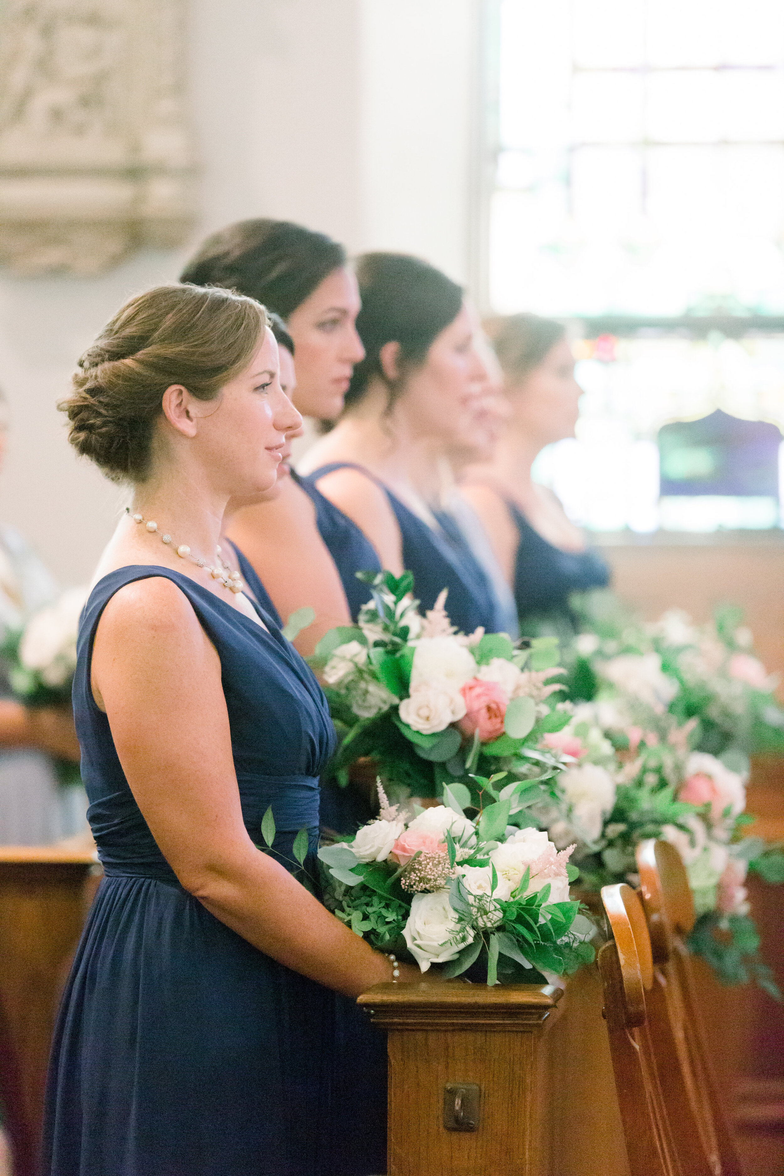 Bridesmaids in blue dress