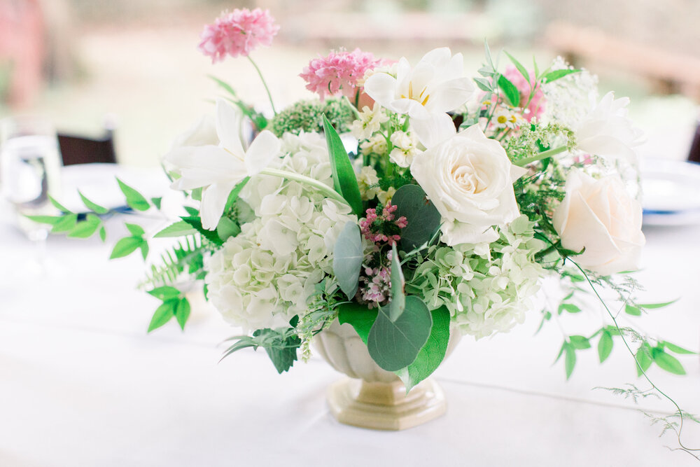 Compote arrangement centerpiece by Lark Floral