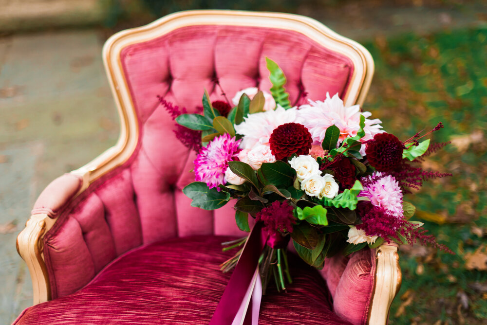 Bridal bouquet Berry tones dahlias