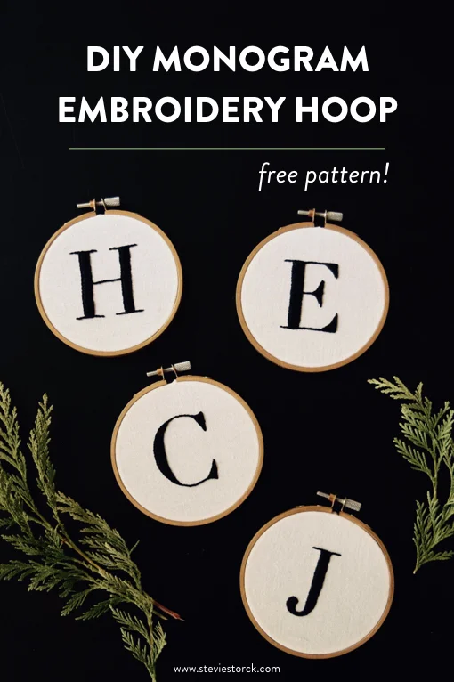 Diy Monogram Embroidery Hoop Free Pattern Stevie Storck