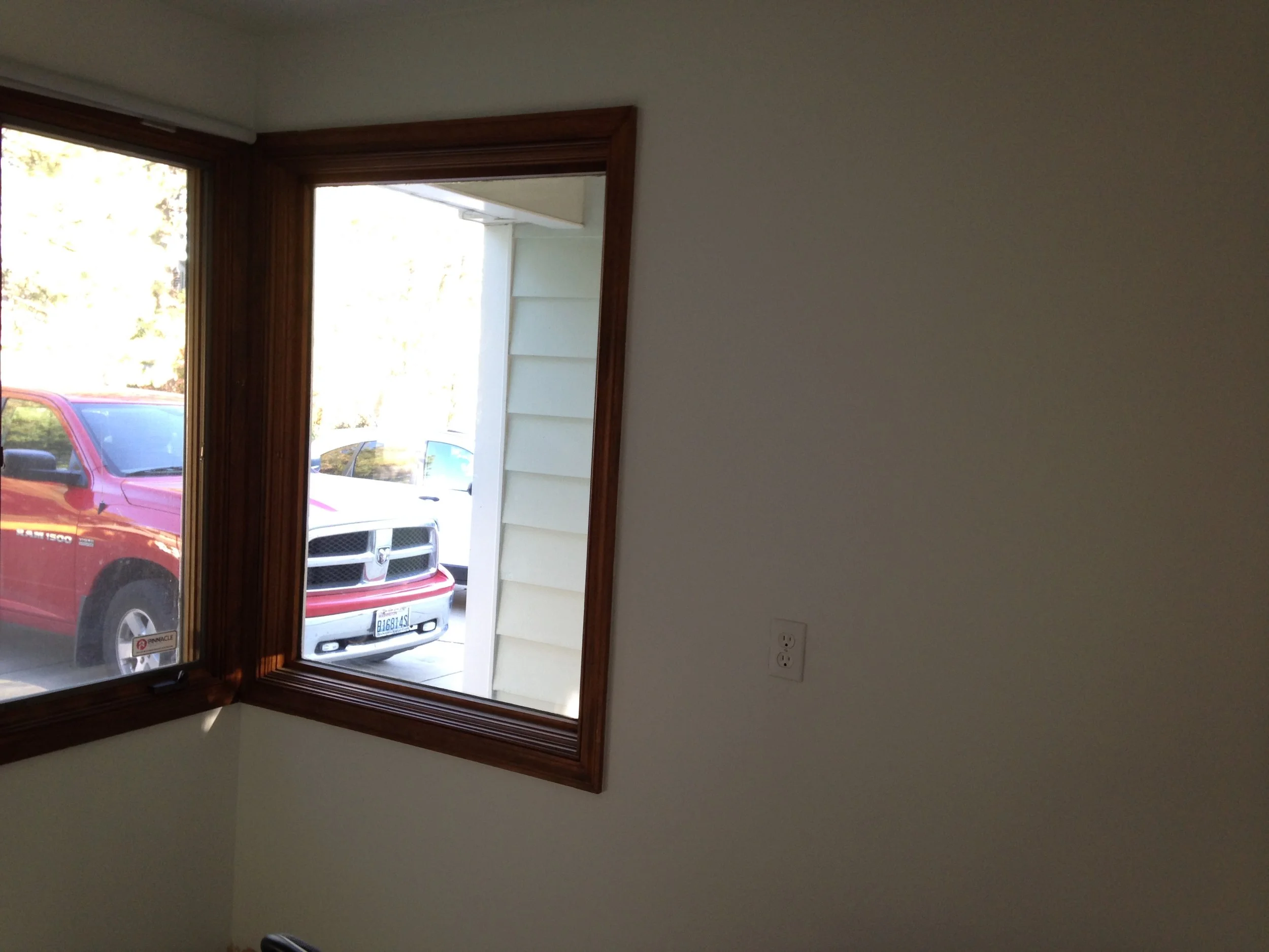 BEFORE: Dark yucky mud room. (hey red truck, we miss you)