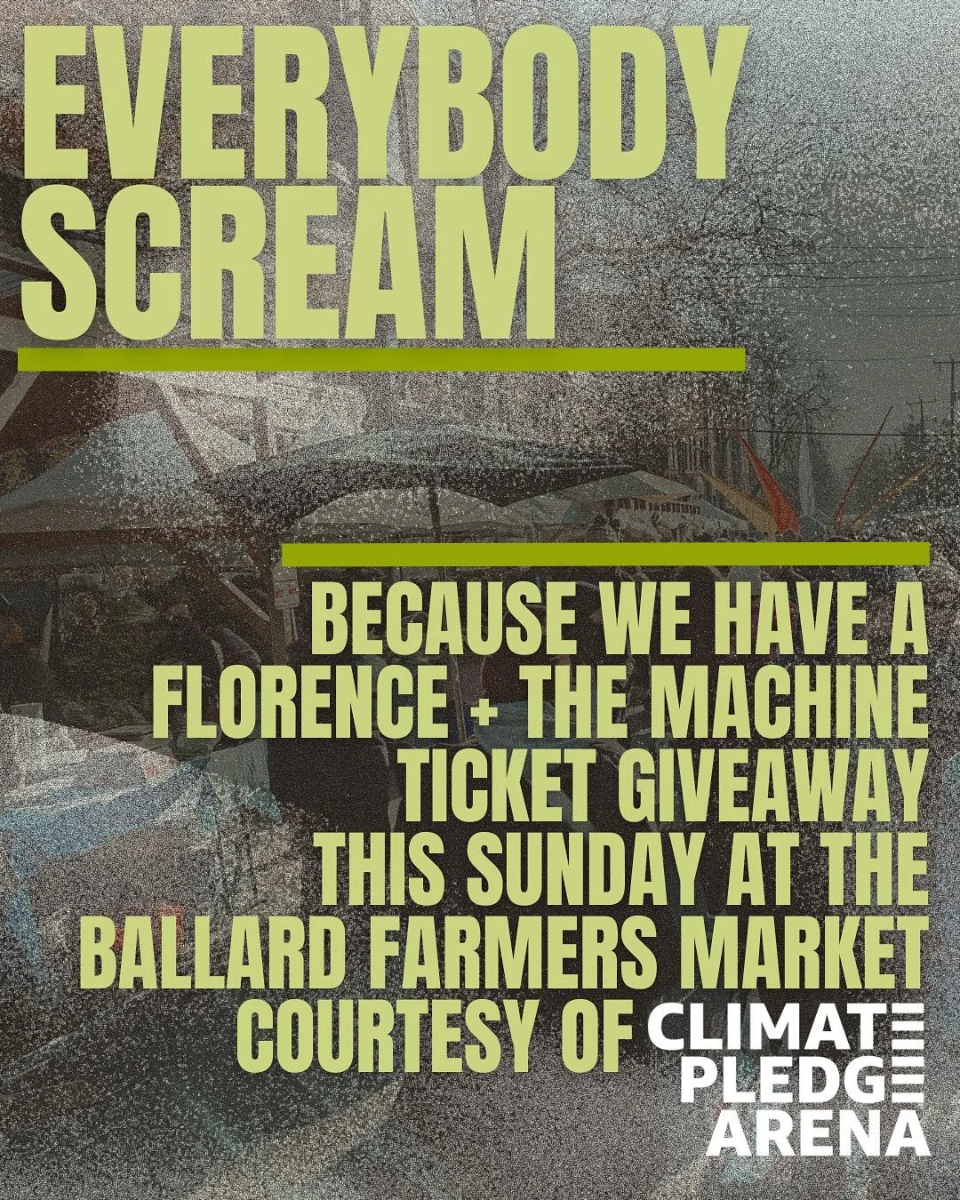 Everybody Scream 

Because we have a Florence + The Machine ticket giveaway this Sunday at the Ballard Farmers Market courtesy of @climatepledgearena 

During the first week that @farmore_wa and @sfmamarkets offered the SNAP and Food Pantry emergency