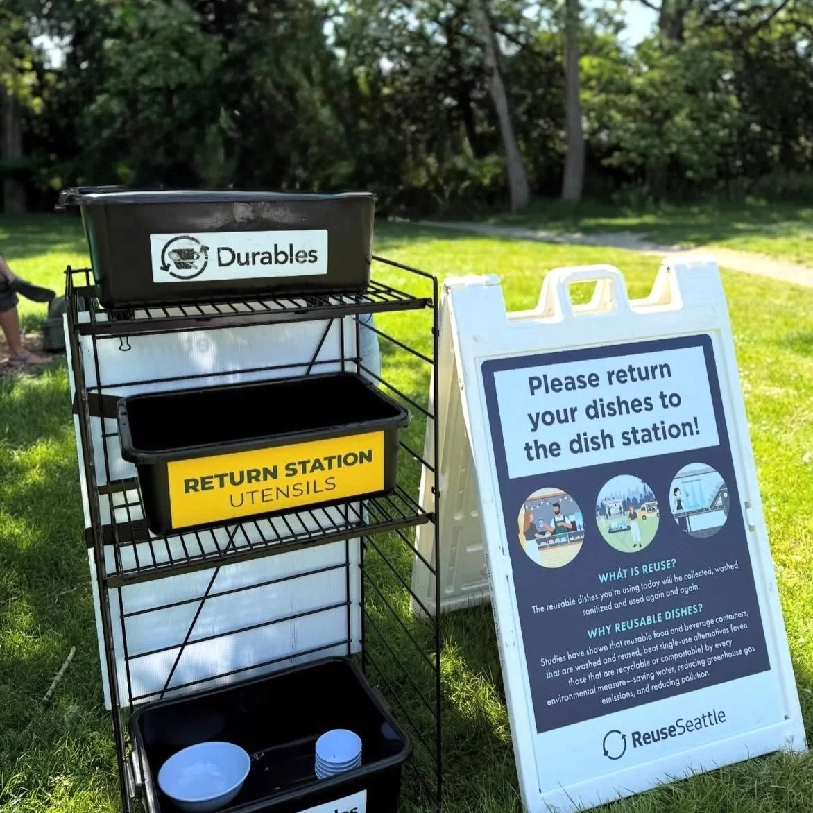 Unfortunately due to a decrease in funding from the city of Seattle that would have passed on an untenable cost onto the market and vendors, we will not be able to continue the reusable program at the Ballard Farmers Market.

We are looking for spons