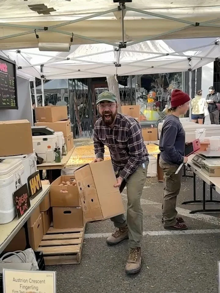 Potatoes incoming and Pickle ball in Bergen Place at the Ballard Farmers Market! 

The sun is out, the freshest of the season is just waiting for you today. Also, @farmore_wa sponsor @pickleatthepalms is at Bergen Place ready for you to come give the