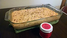 Deborah's cheesy corn casserole seasoned with Roxy Taco!