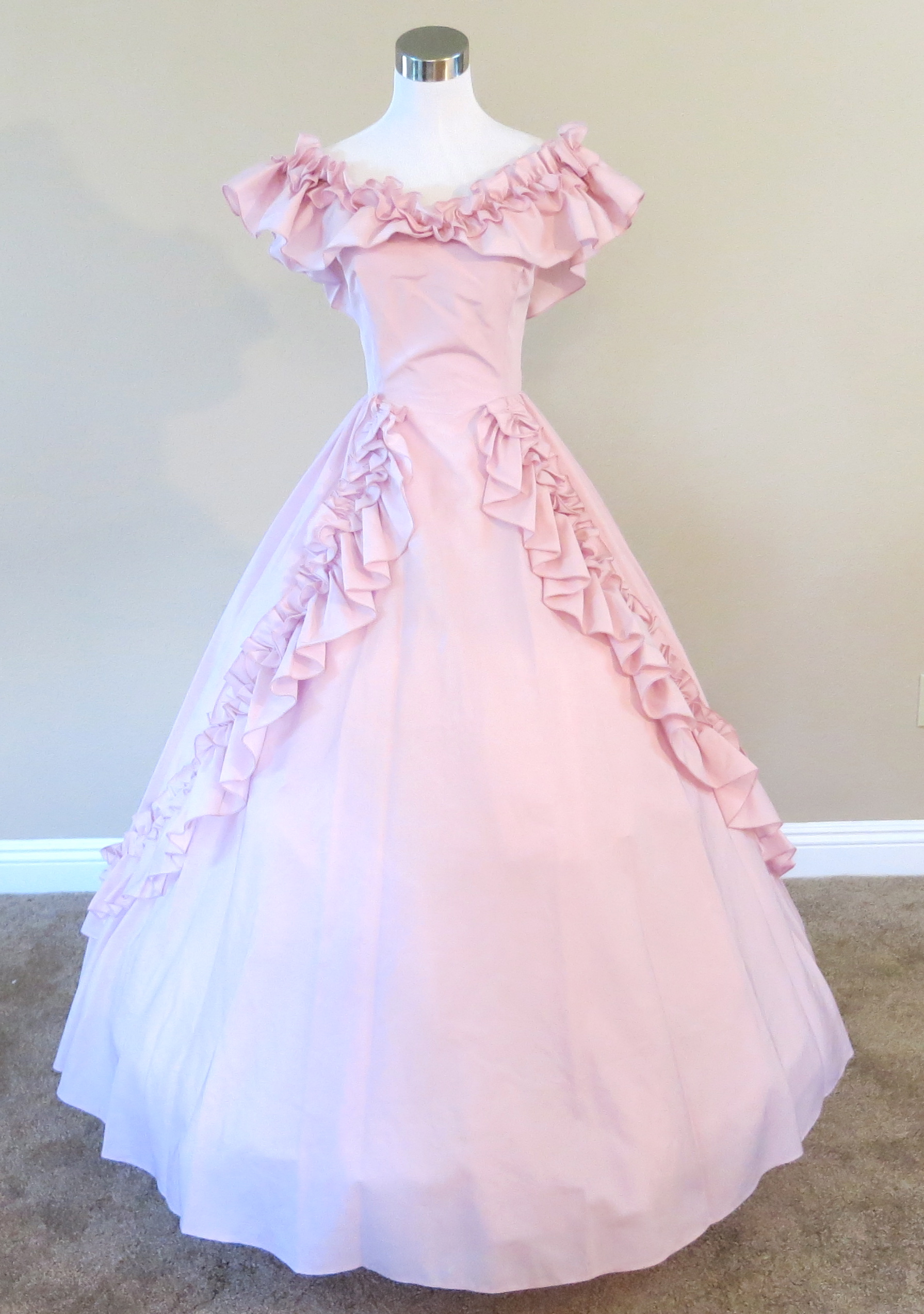 Pink Ruffled Gown — Civil War Ball Gowns & Costume