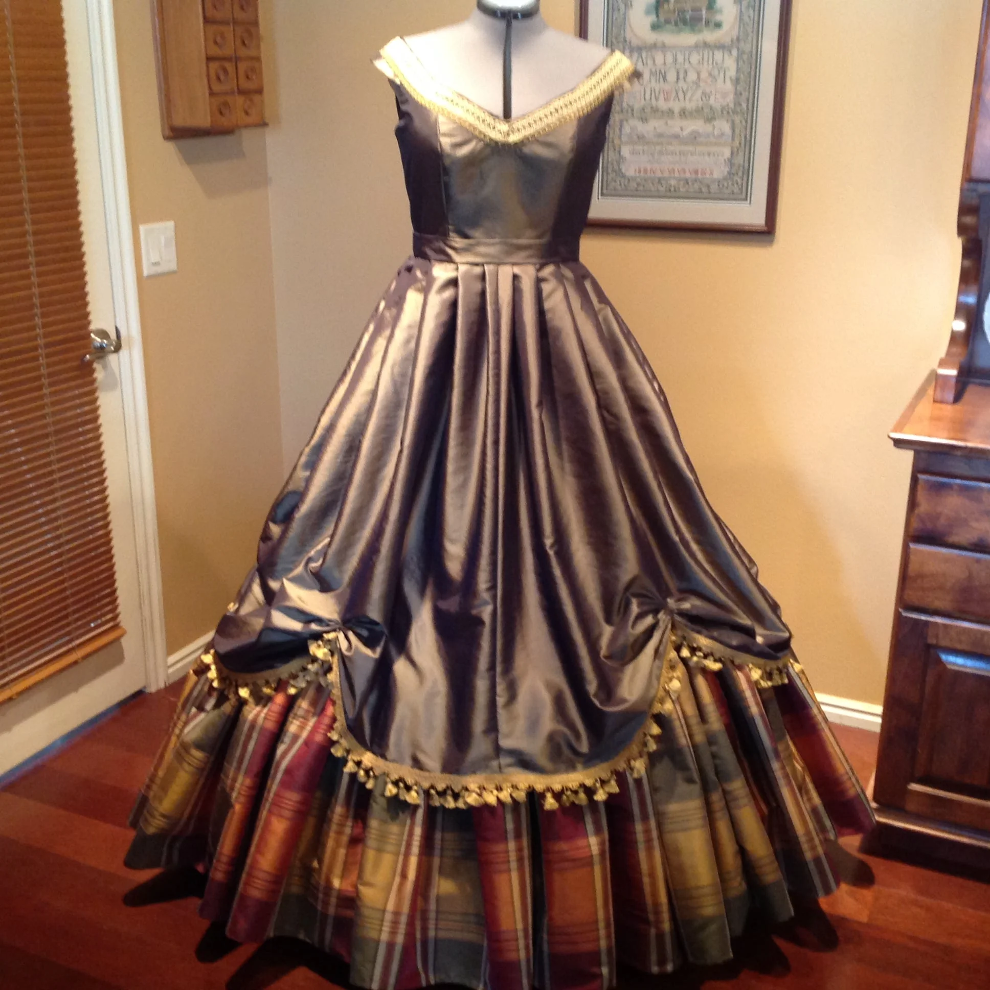 plaid dress front green sash.JPG